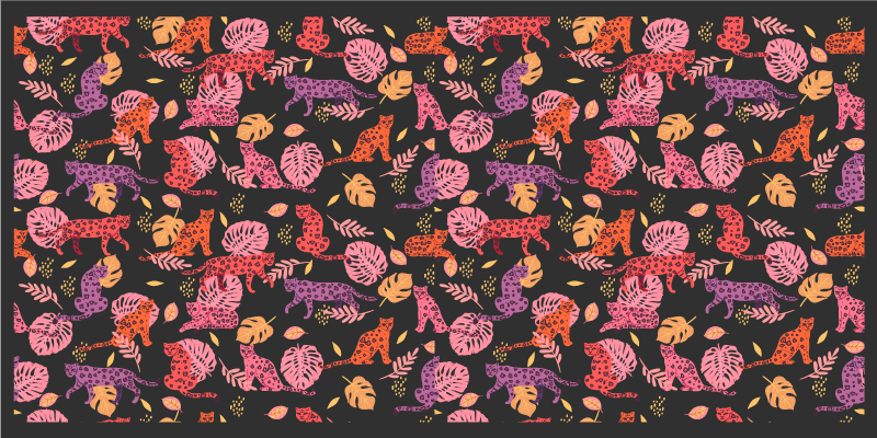 Colorful Jungle Cats animal vinyl carpet - TenStickers