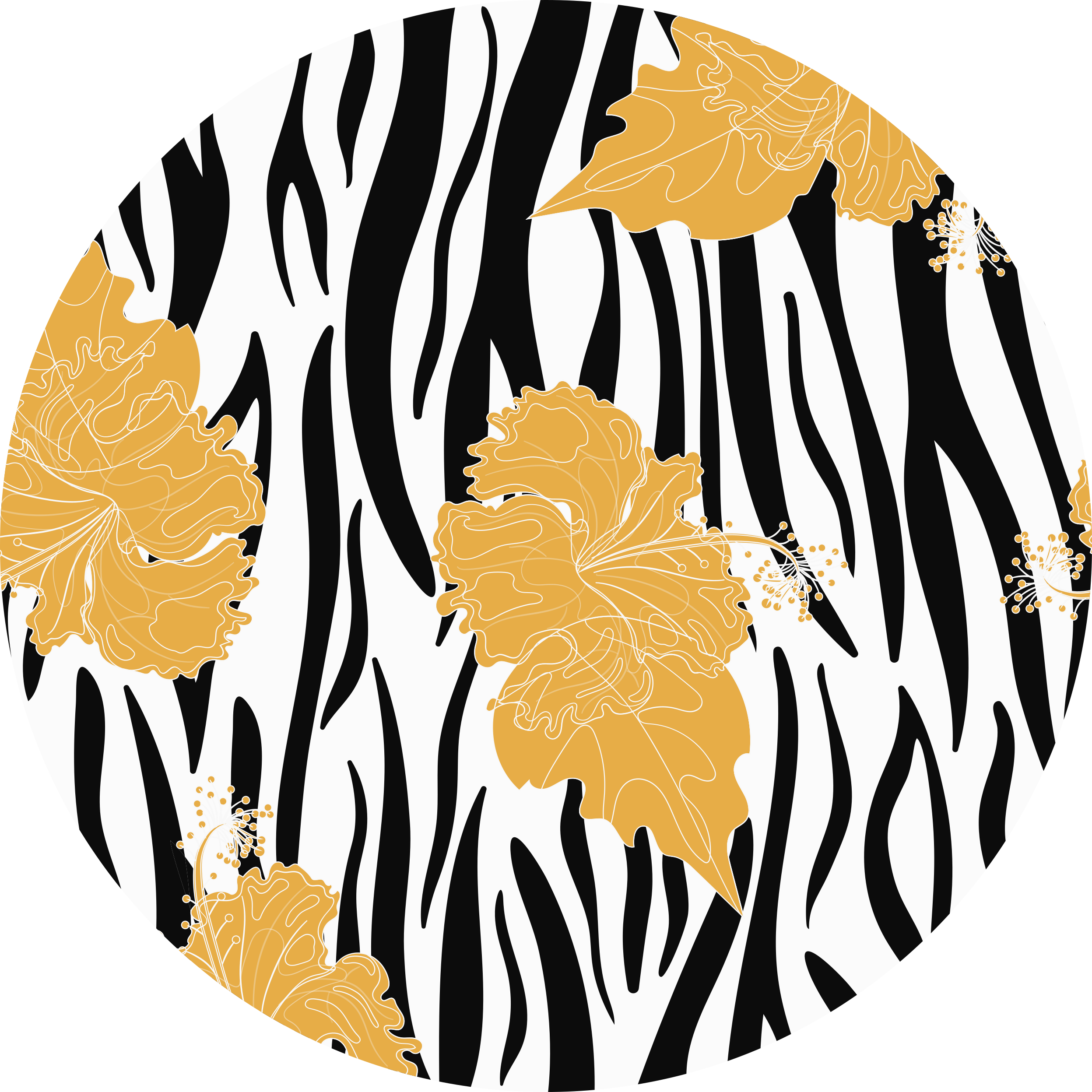 Floral Zebra Motif animal print vinyl carpet - TenStickers