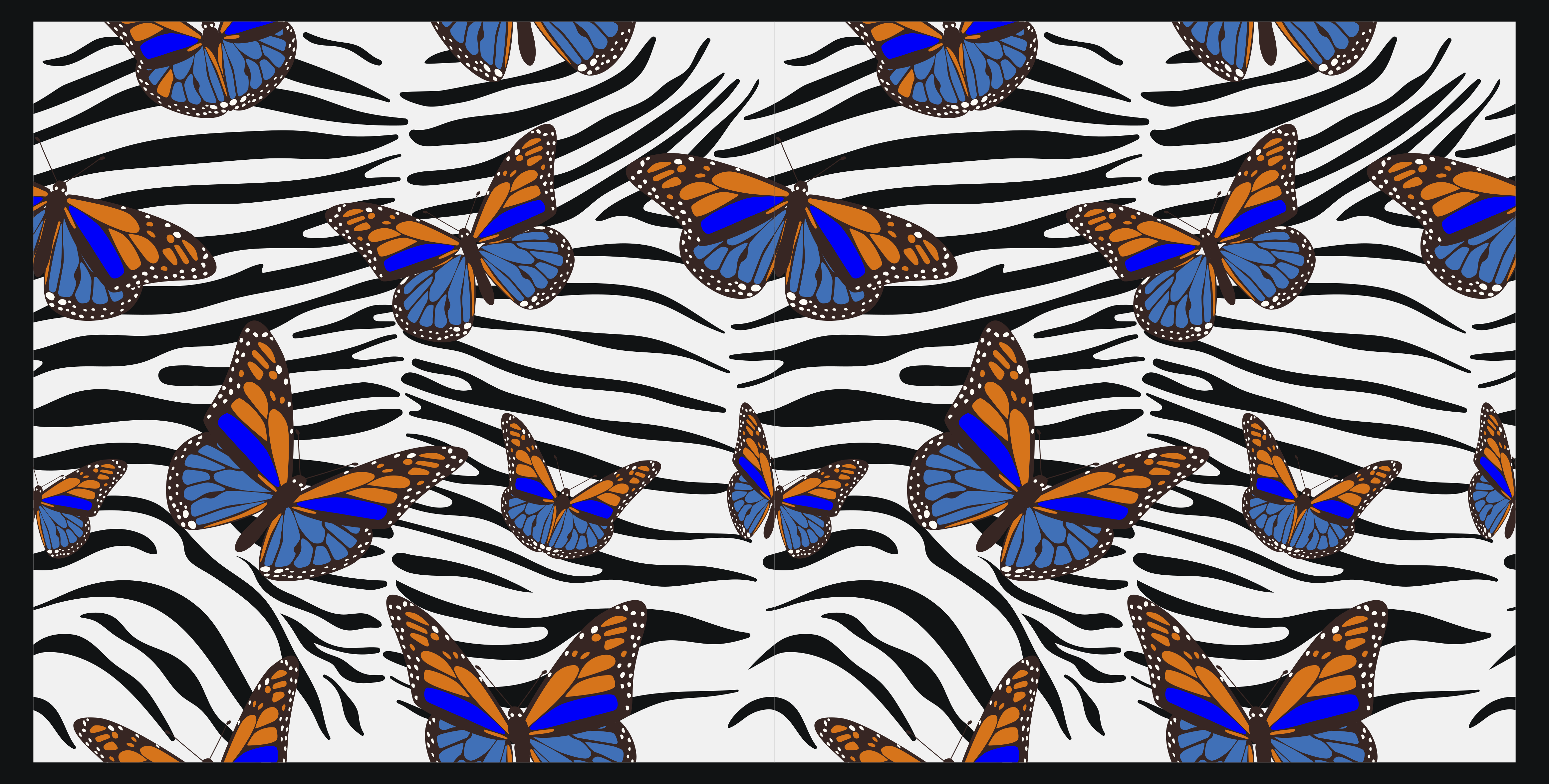 Butterflies on Zebra animal print vinyl carpet - TenStickers