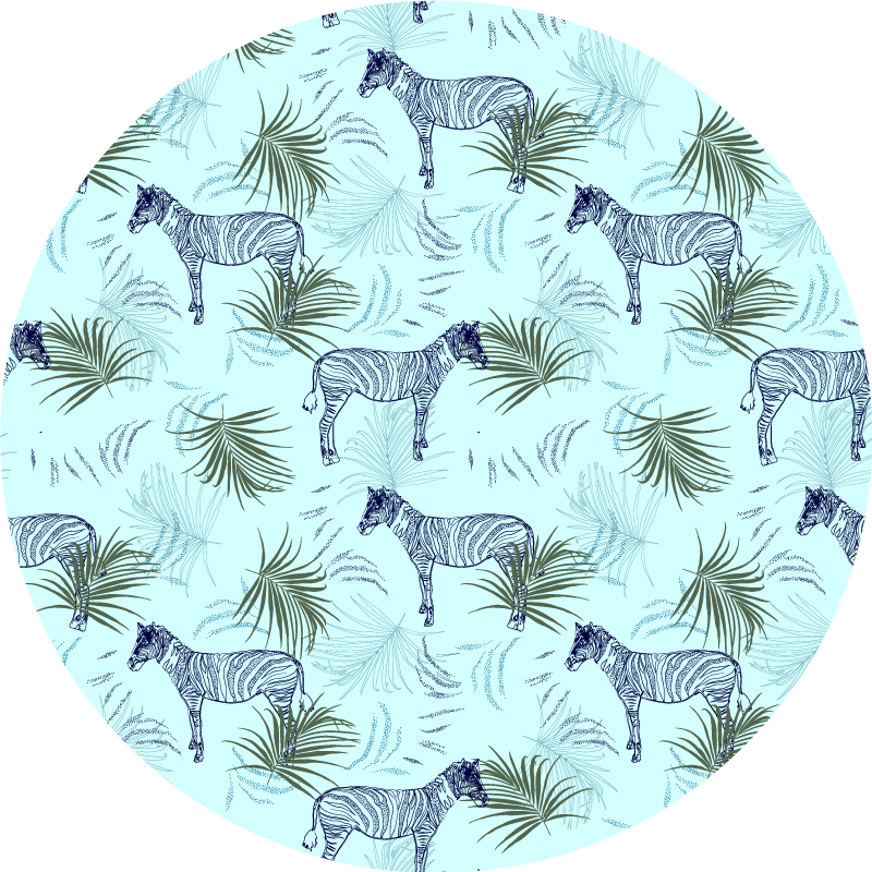 Animal vinyl carpet zebra and leaves - TenStickers
