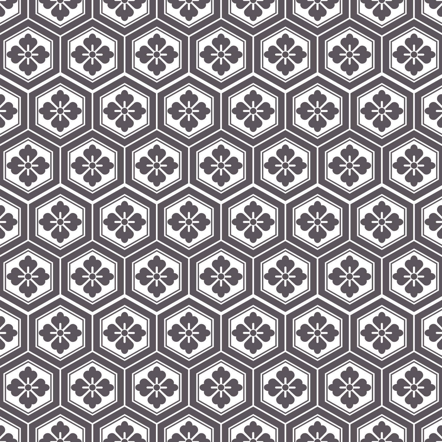 Hexagonal Floral Pattern marble vinyl carpet - TenStickers