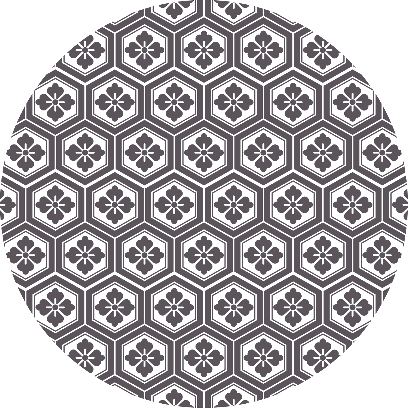 Circular vinyl carpet with hexagonal floral design - TenStickers