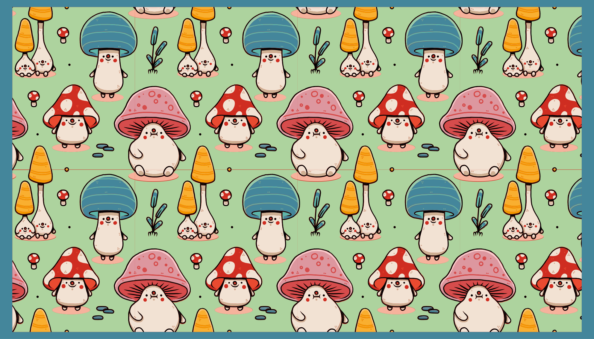 Cute Mushroom Characters kids vinyl carpet - TenStickers