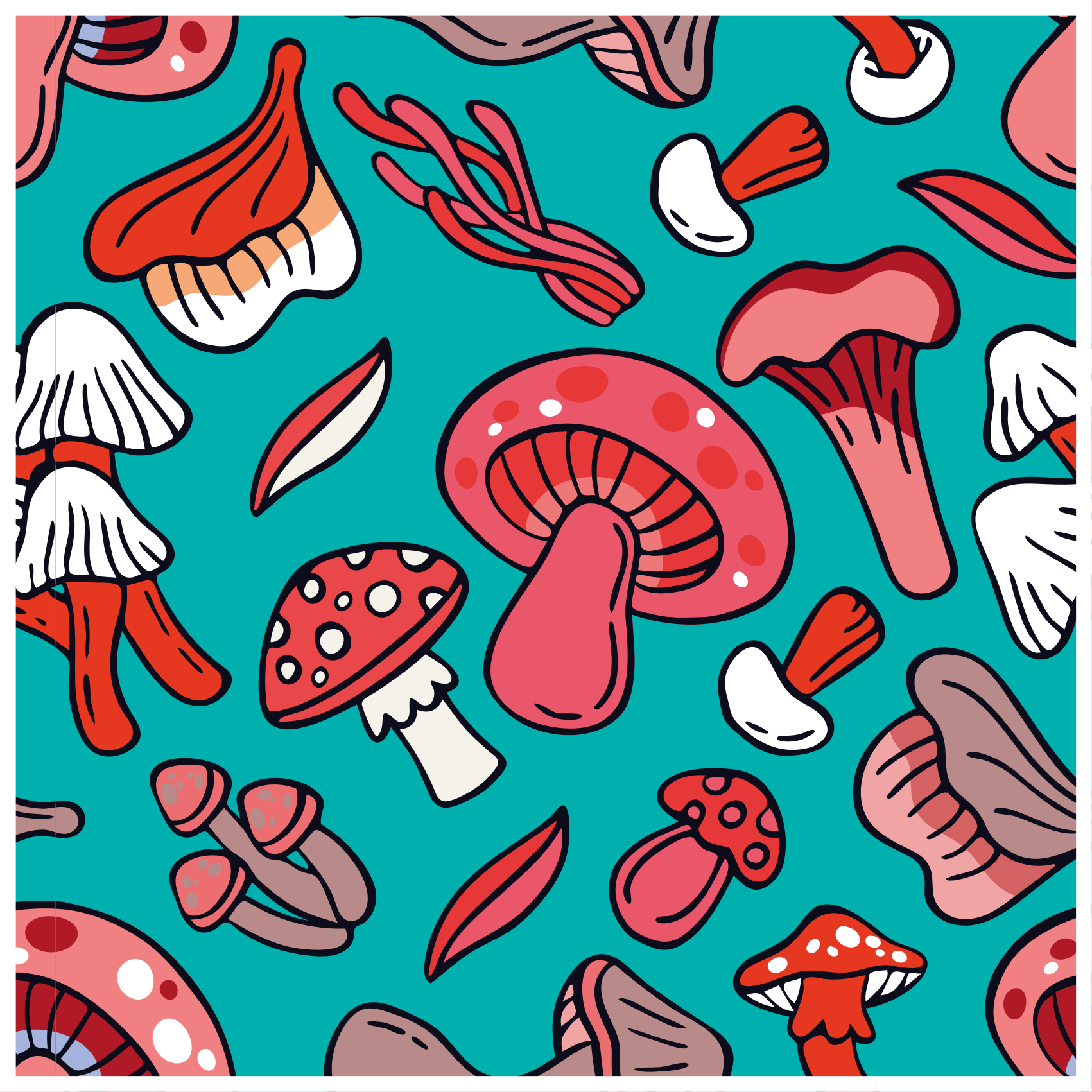Lively Mushroom Print nature vinyl carpet - TenStickers