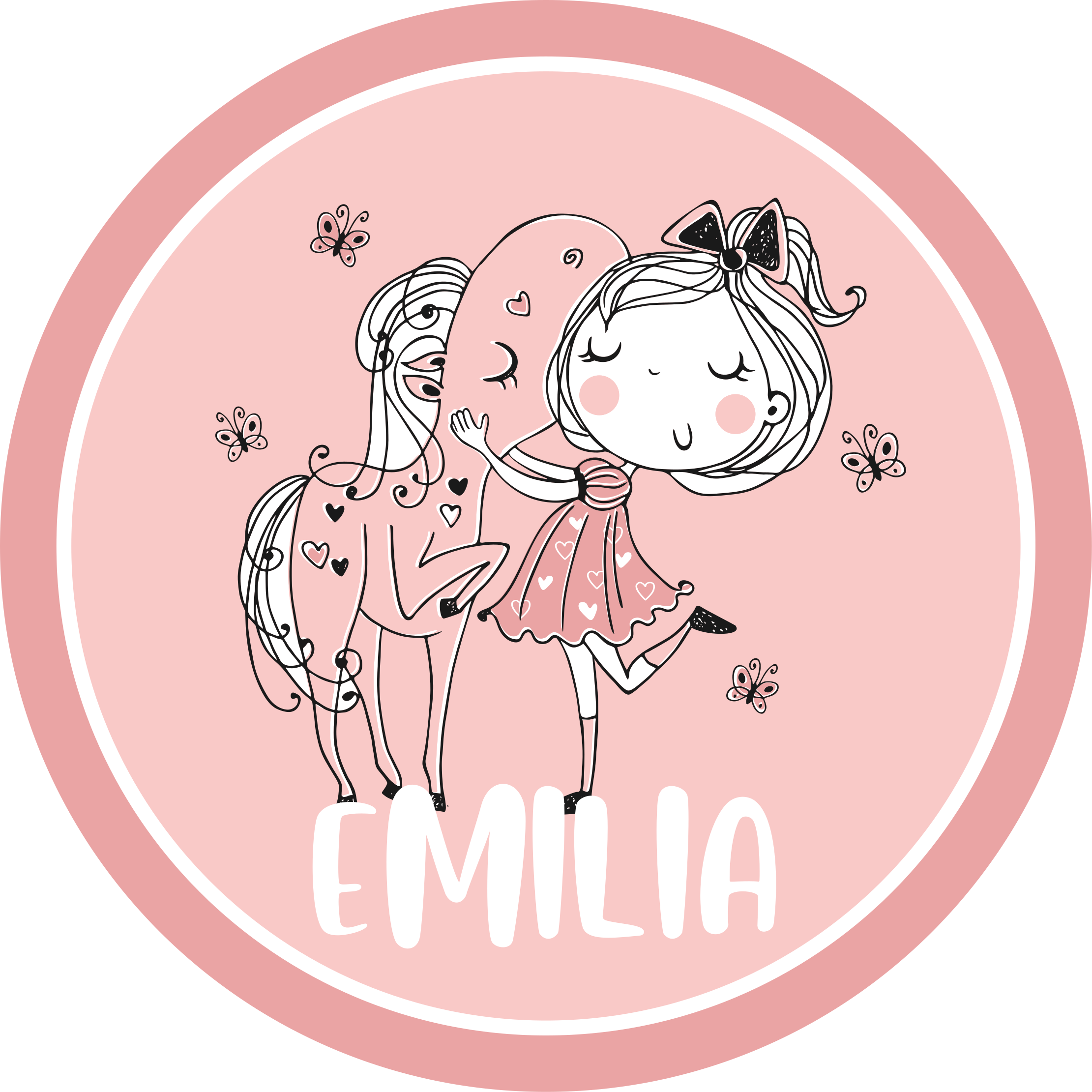 Girl and horse with name teen vinyl carpet - TenStickers