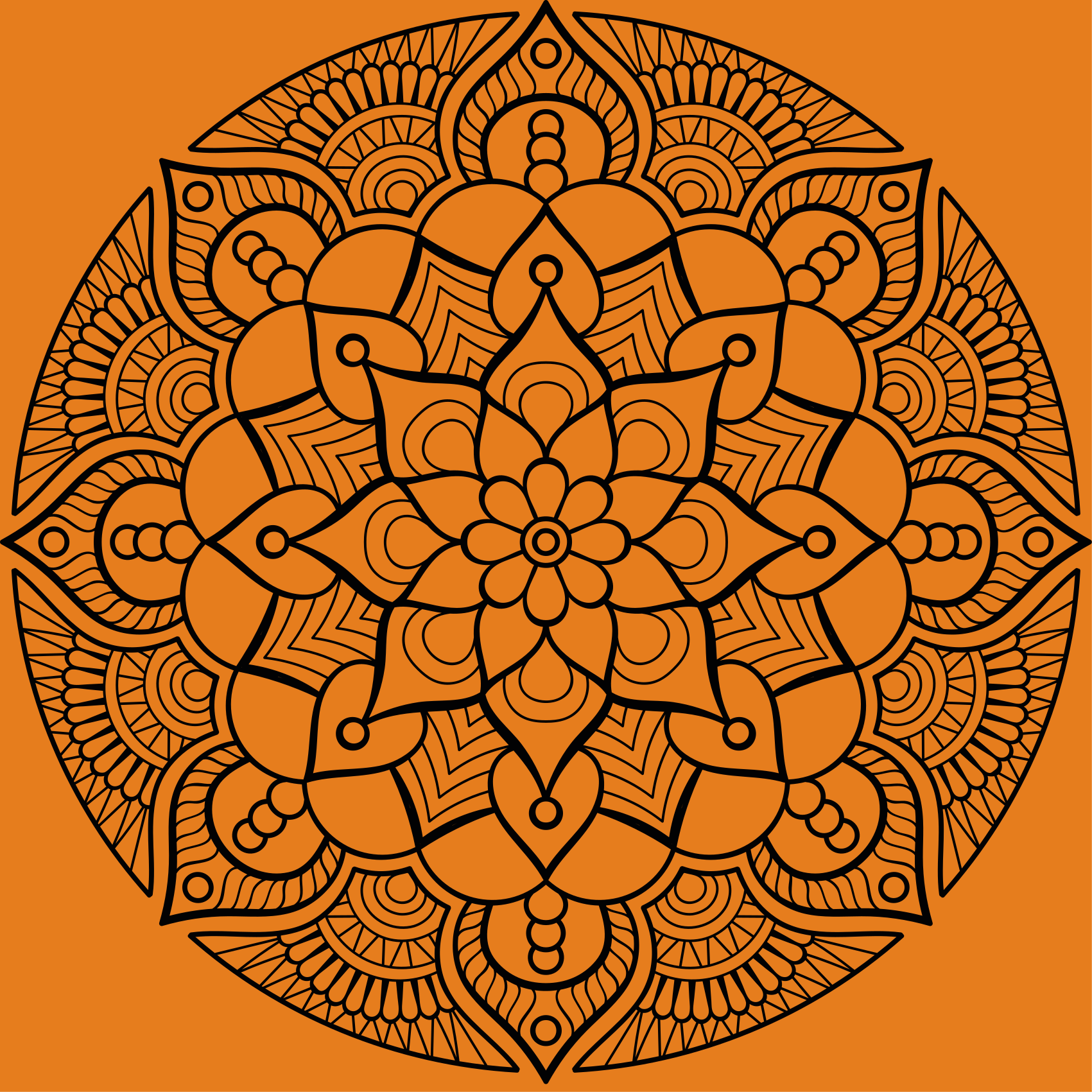 Mandala vinyl carpet orange mandala pattern - TenStickers