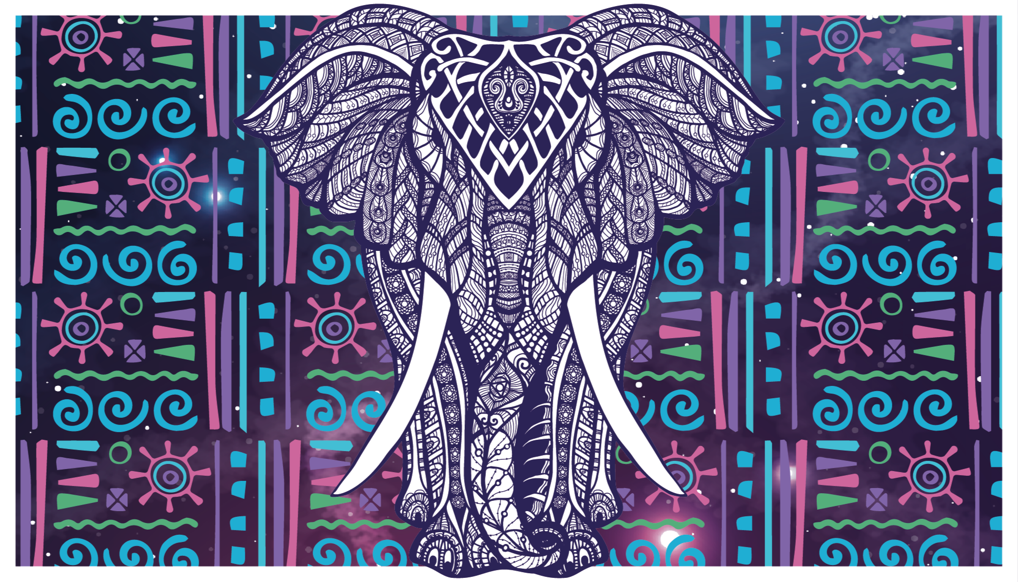 Intricate elephant pattern ethnic vinyl carpet - TenStickers