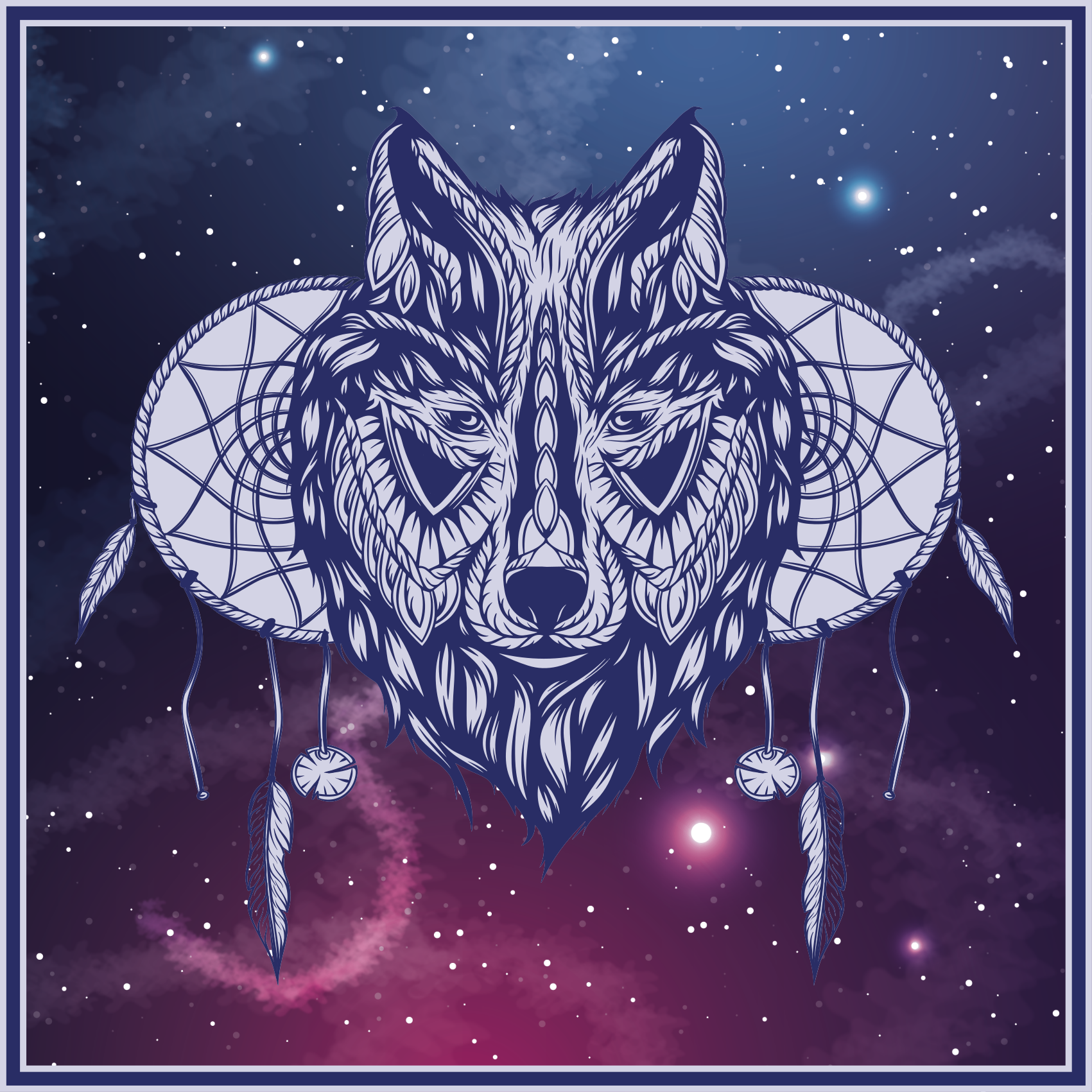 Wolf dreamcatcher motif bedroom vinyl carpet - TenStickers