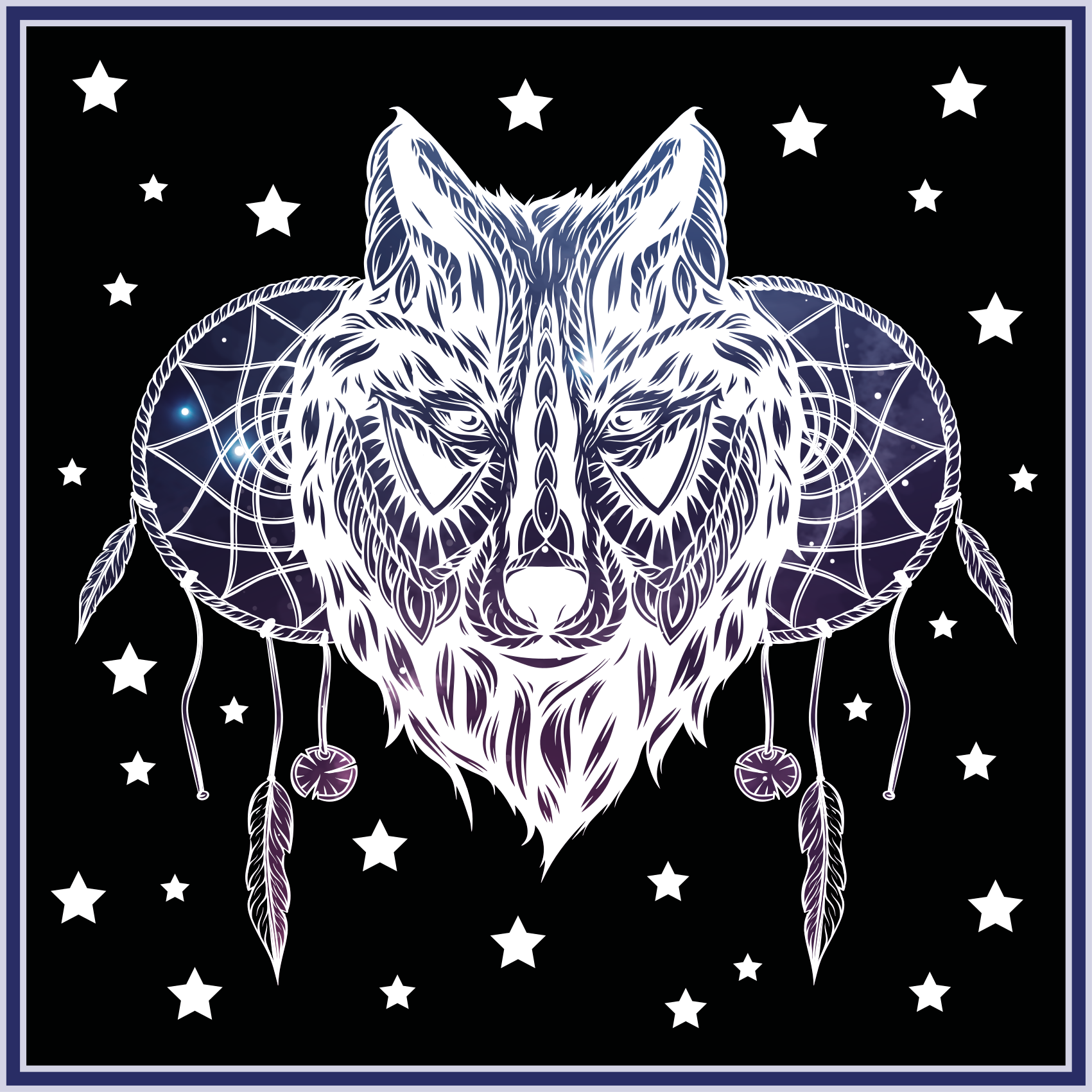 Wolf Dreamcatcher Stars nursery vinyl carpet - TenStickers
