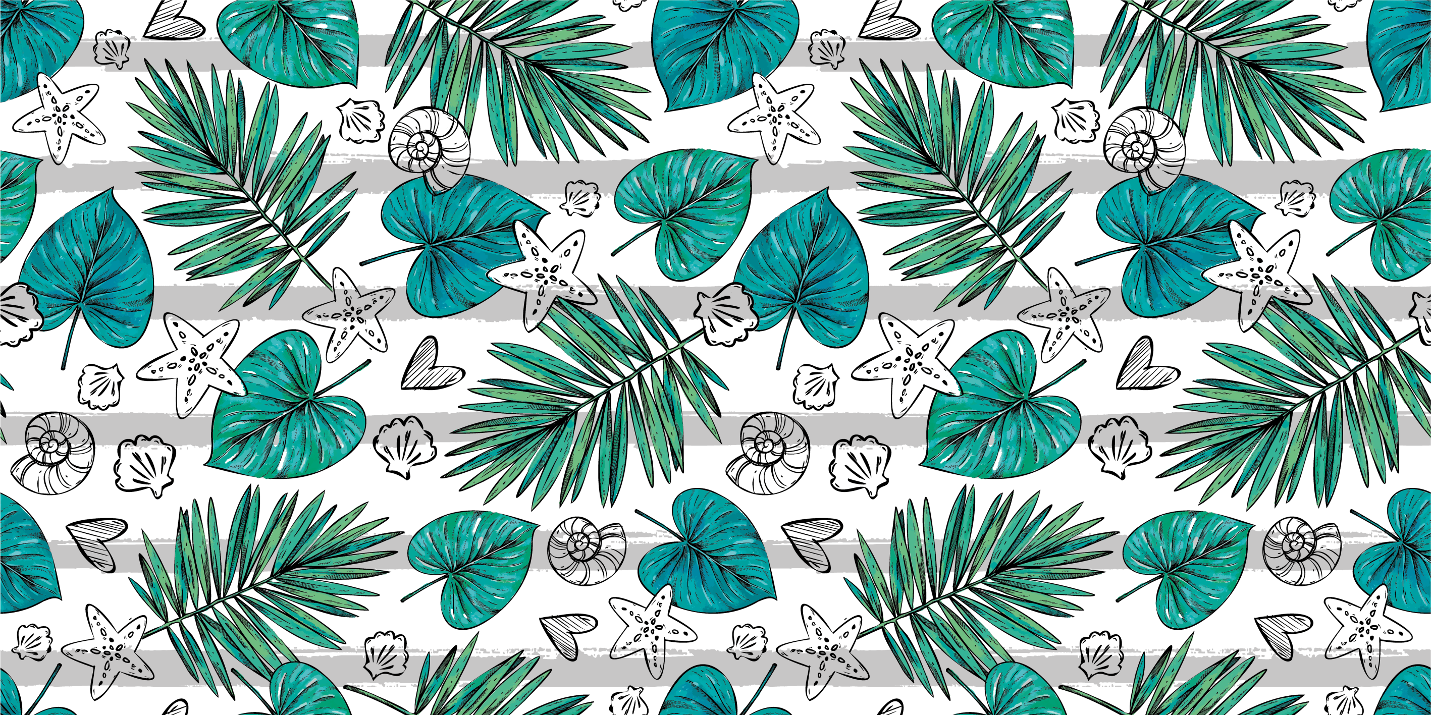 Tropical Leaf Illustrations nature vinyl carpet - TenStickers