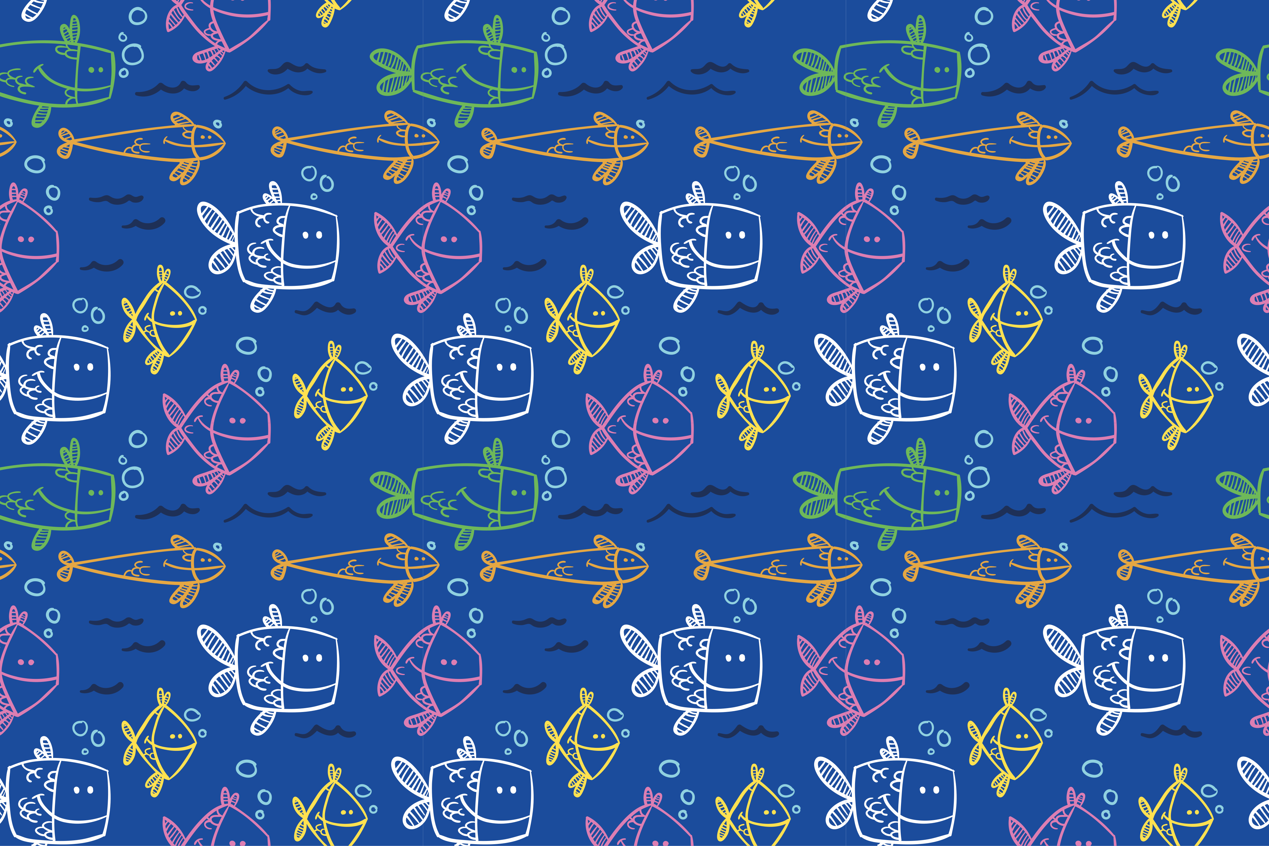 Whimsical Fish Illustration kids vinyl carpet - TenStickers