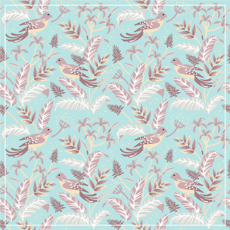 Floral vinyl carpet with botanical bird design - TenStickers