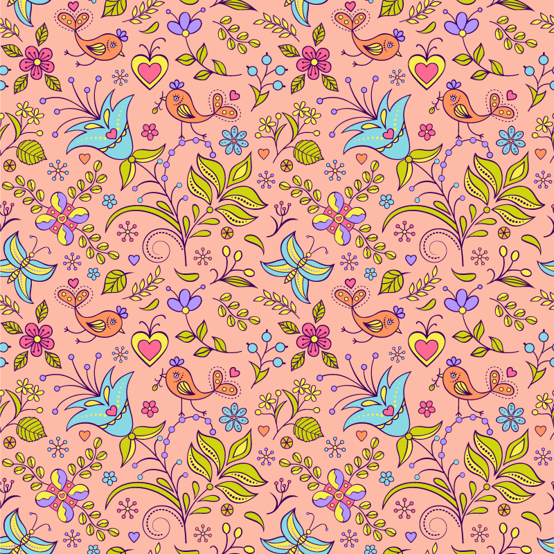 Floral spring motif floral vinyl carpet - TenStickers
