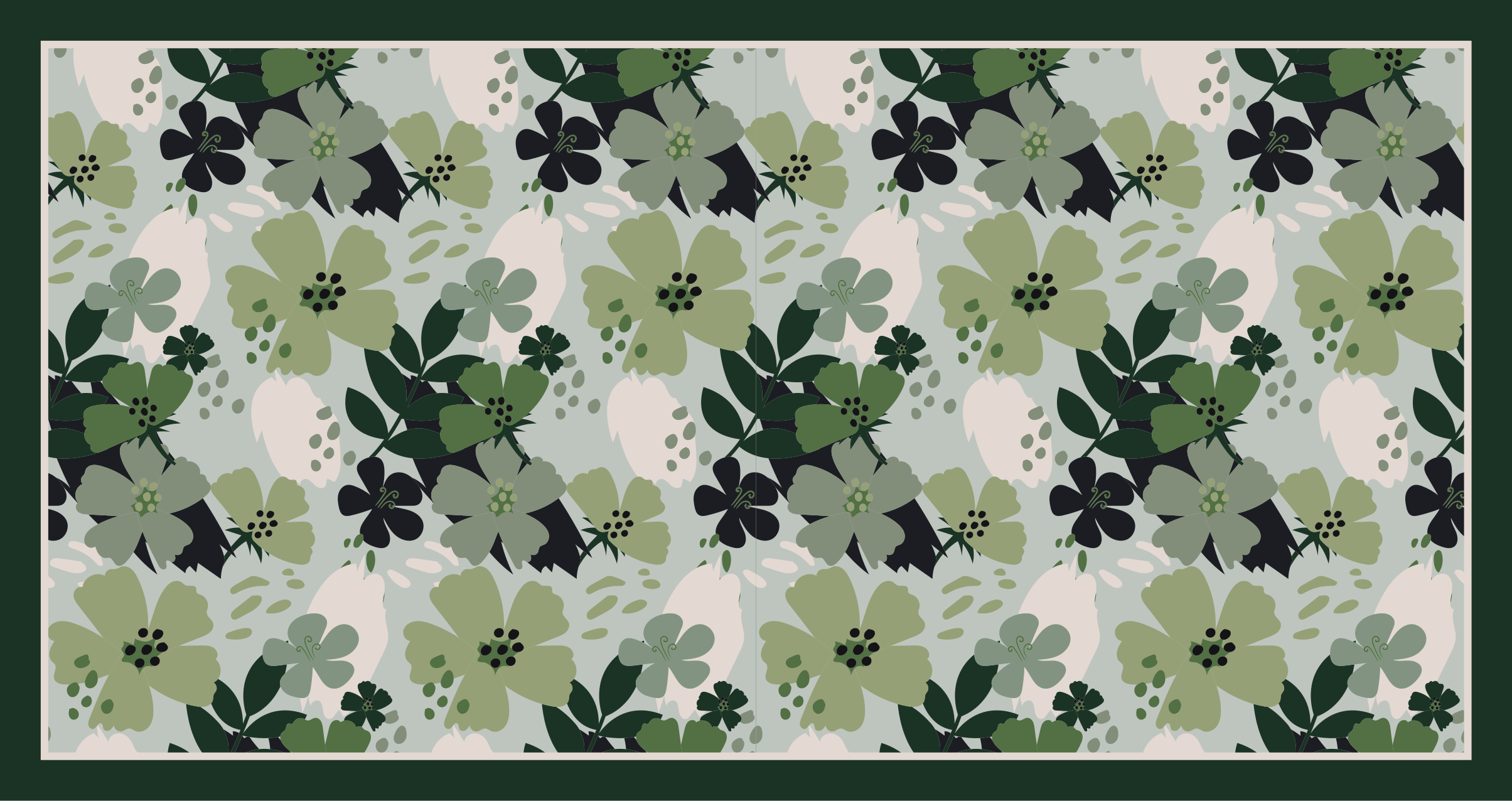 Floral vinyl carpet in green floral pattern - TenStickers