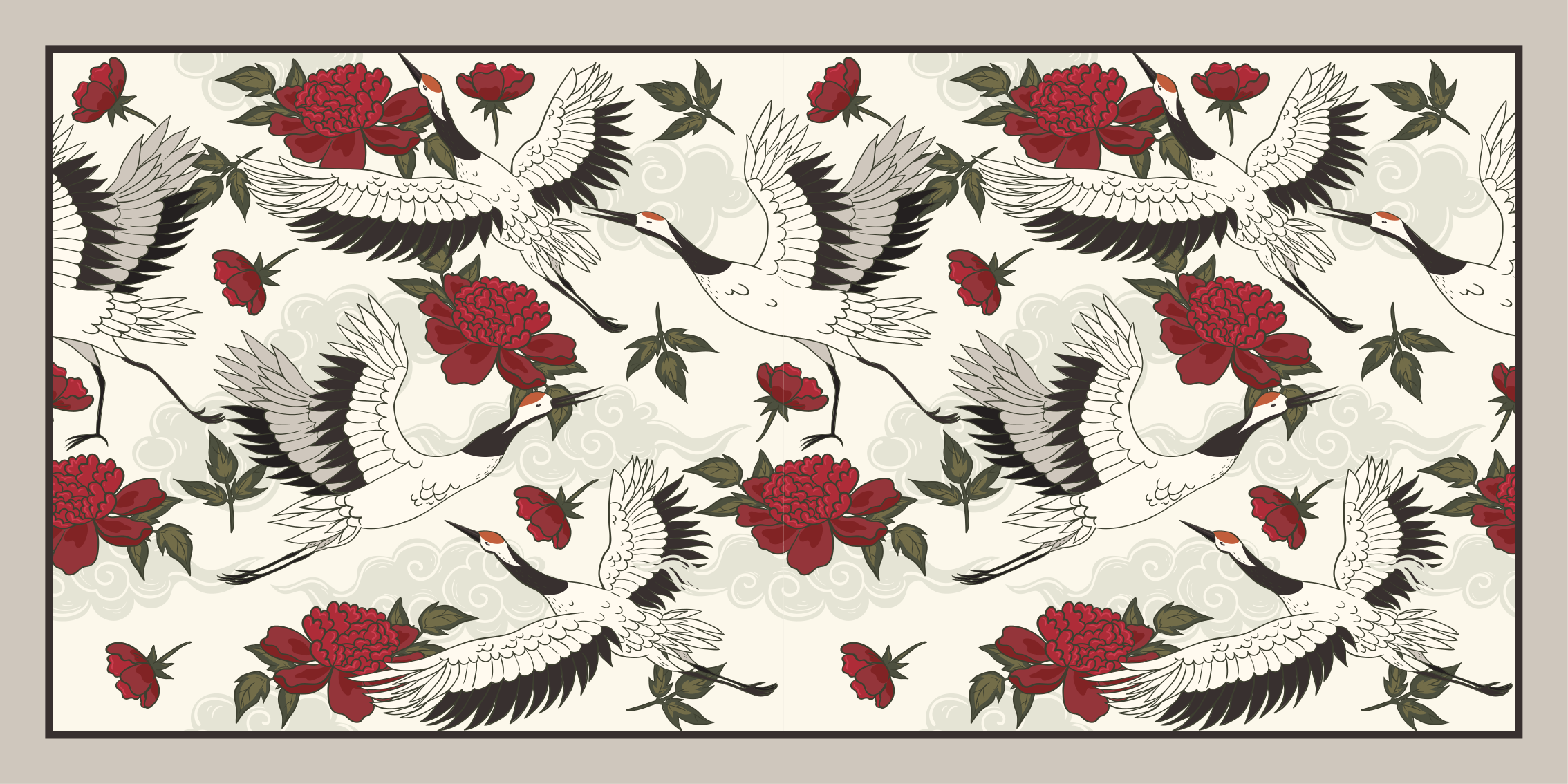 Elegant Crane Pattern nature vinyl carpet - TenStickers