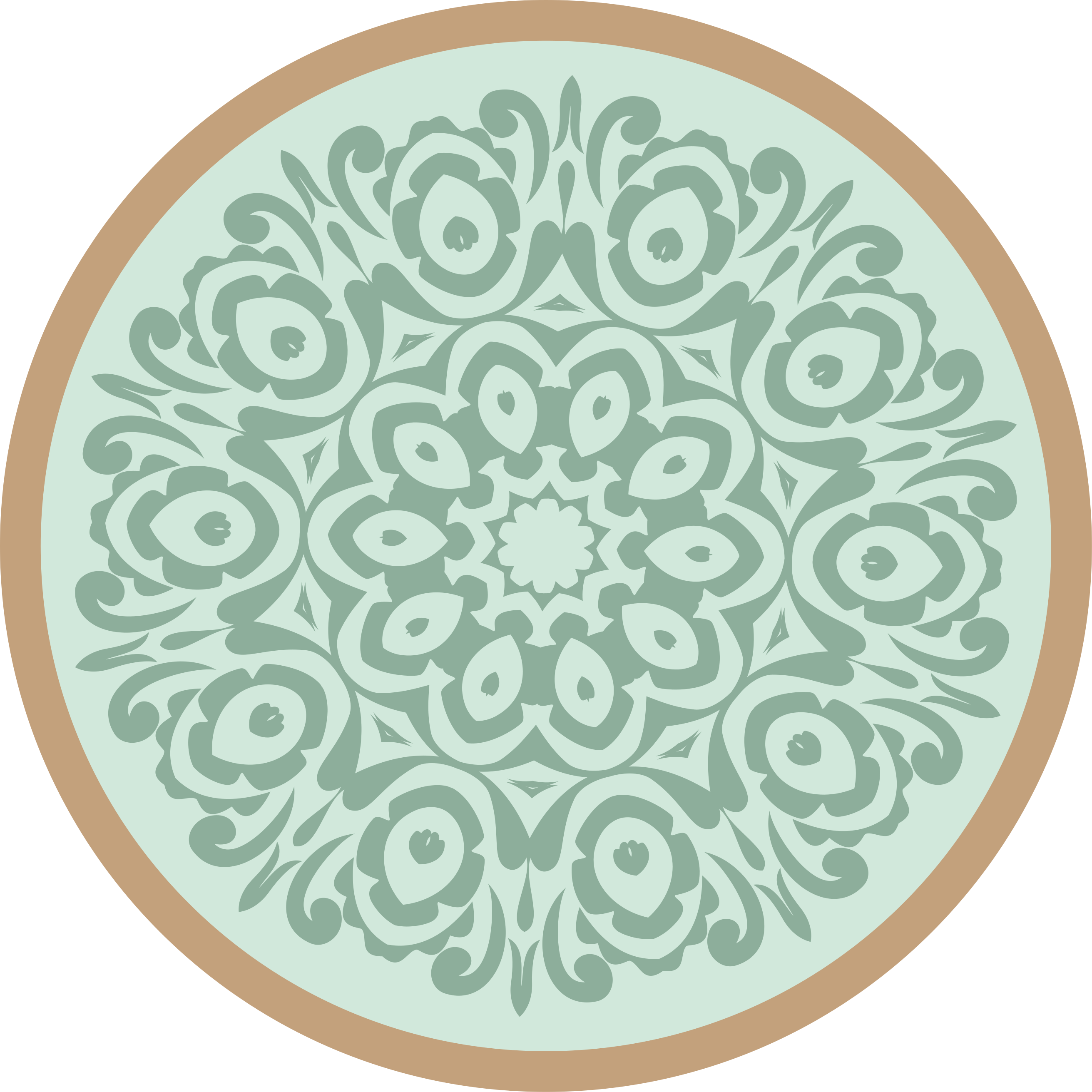 Round Botanical Arrangement mandala vinyl carpet - TenStickers