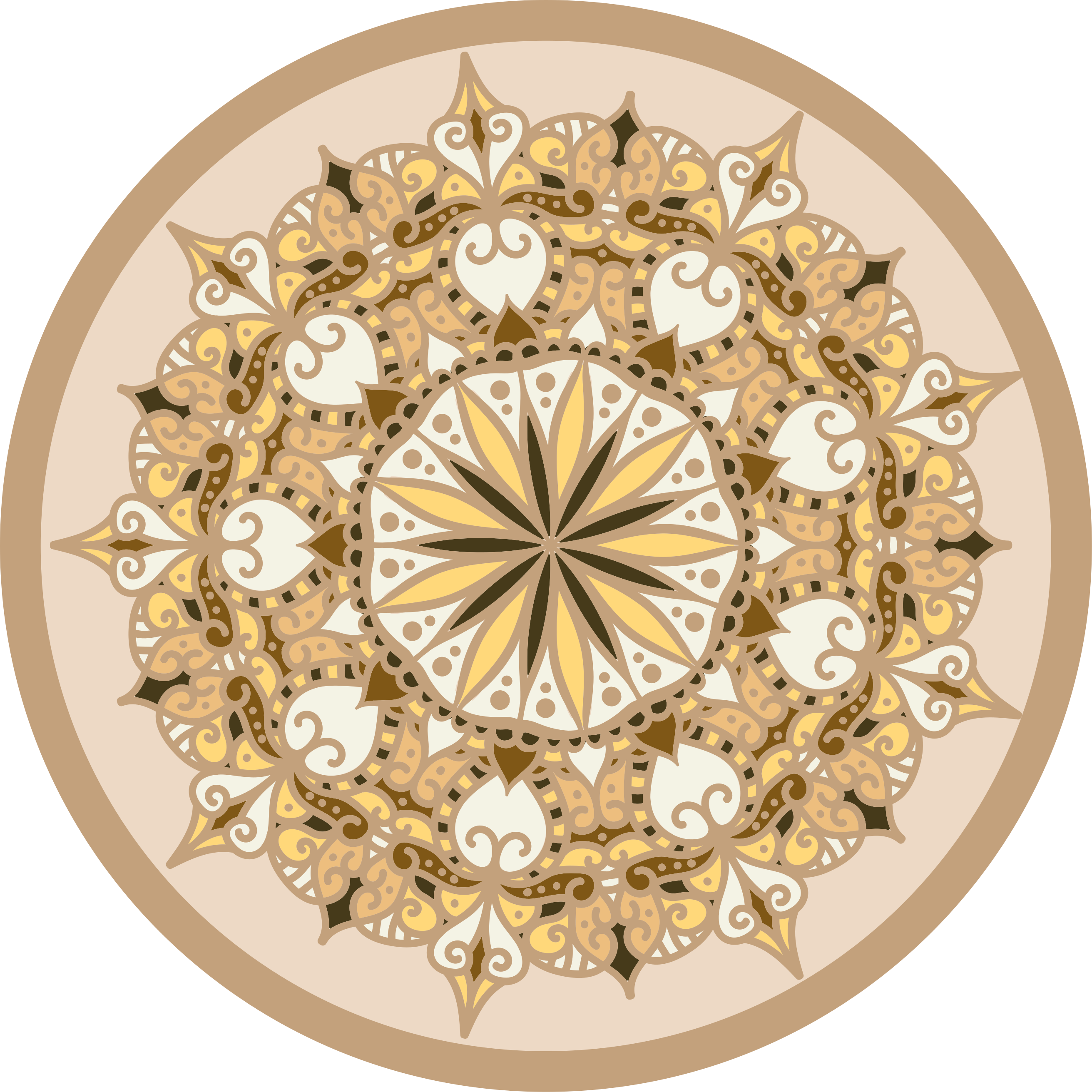 Mandala vinyl carpet elegant golden design - TenStickers