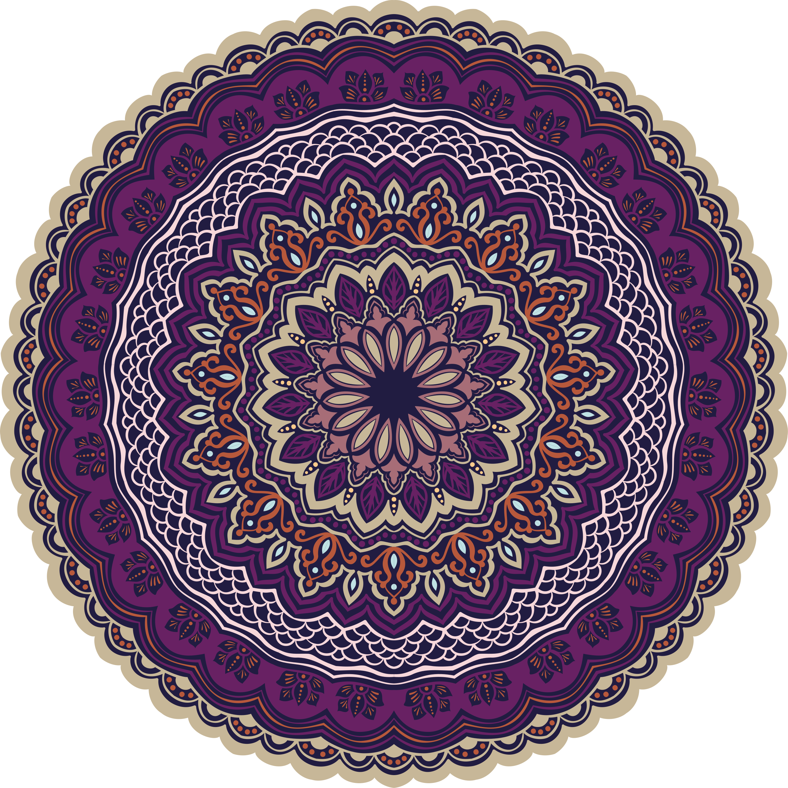 Vibrant purple design mandala vinyl carpet - TenStickers