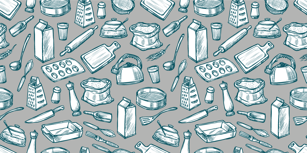 Cooking Utensils Pattern kitchen vinyl carpet - TenStickers