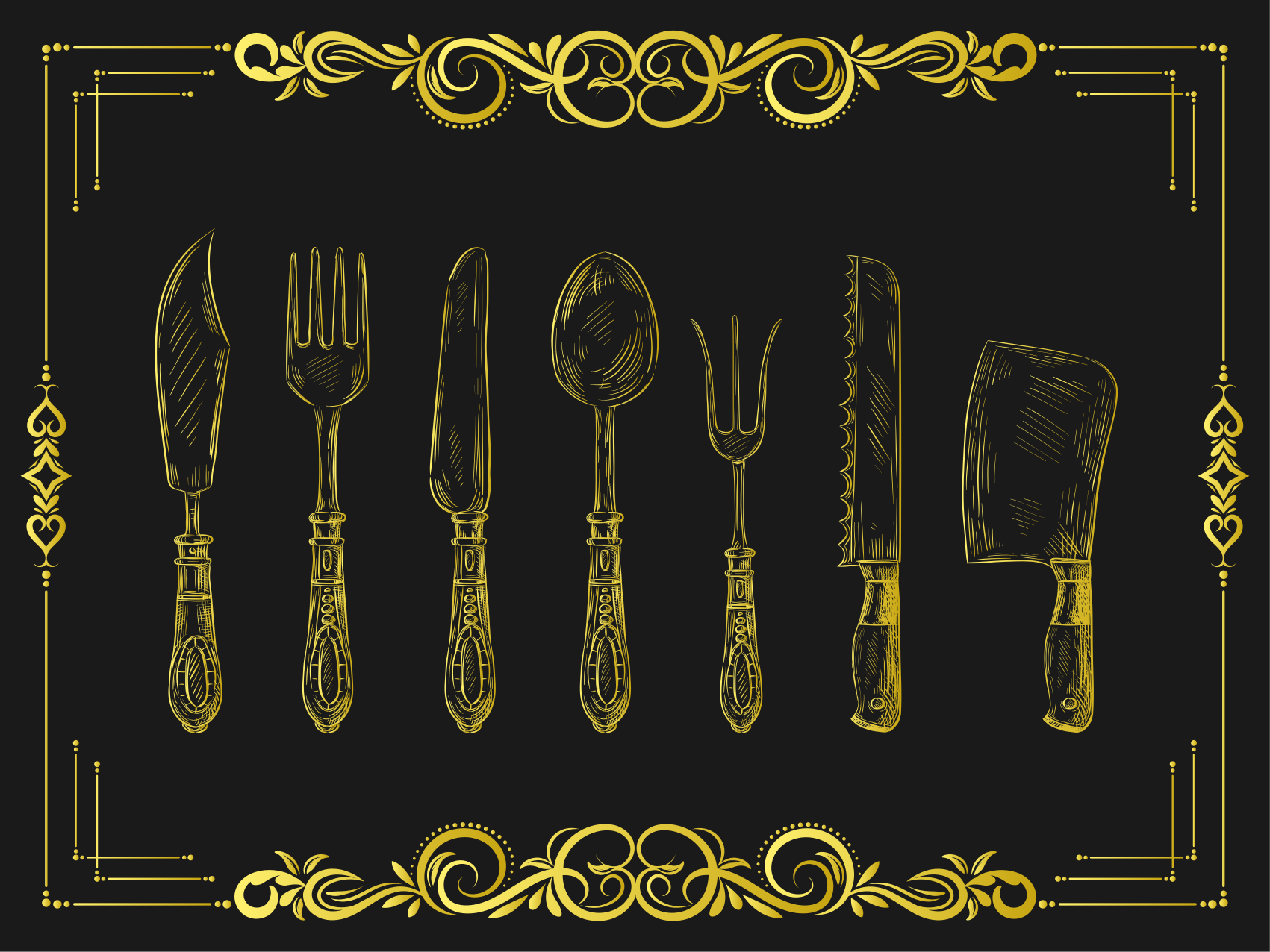 Kitchen vinyl carpet kitchen utensils design - TenStickers