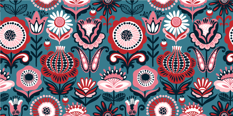 Scandinavian ethnic motif floral vinyl carpet - TenStickers