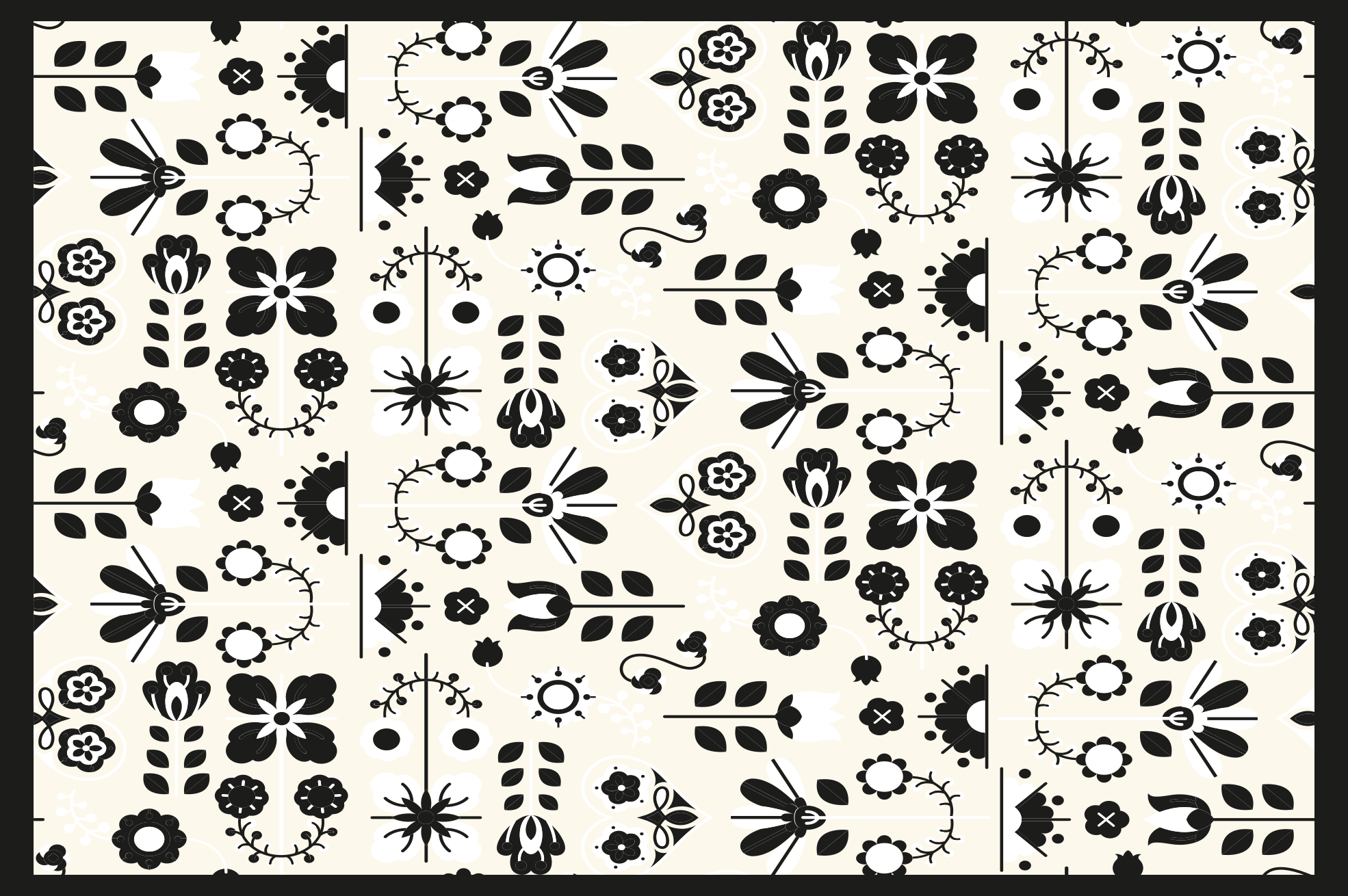 Floral vinyl carpet with black flower designs - TenStickers
