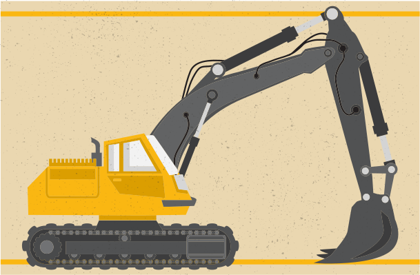 Excavator illustration kids vinyl carpet - TenStickers