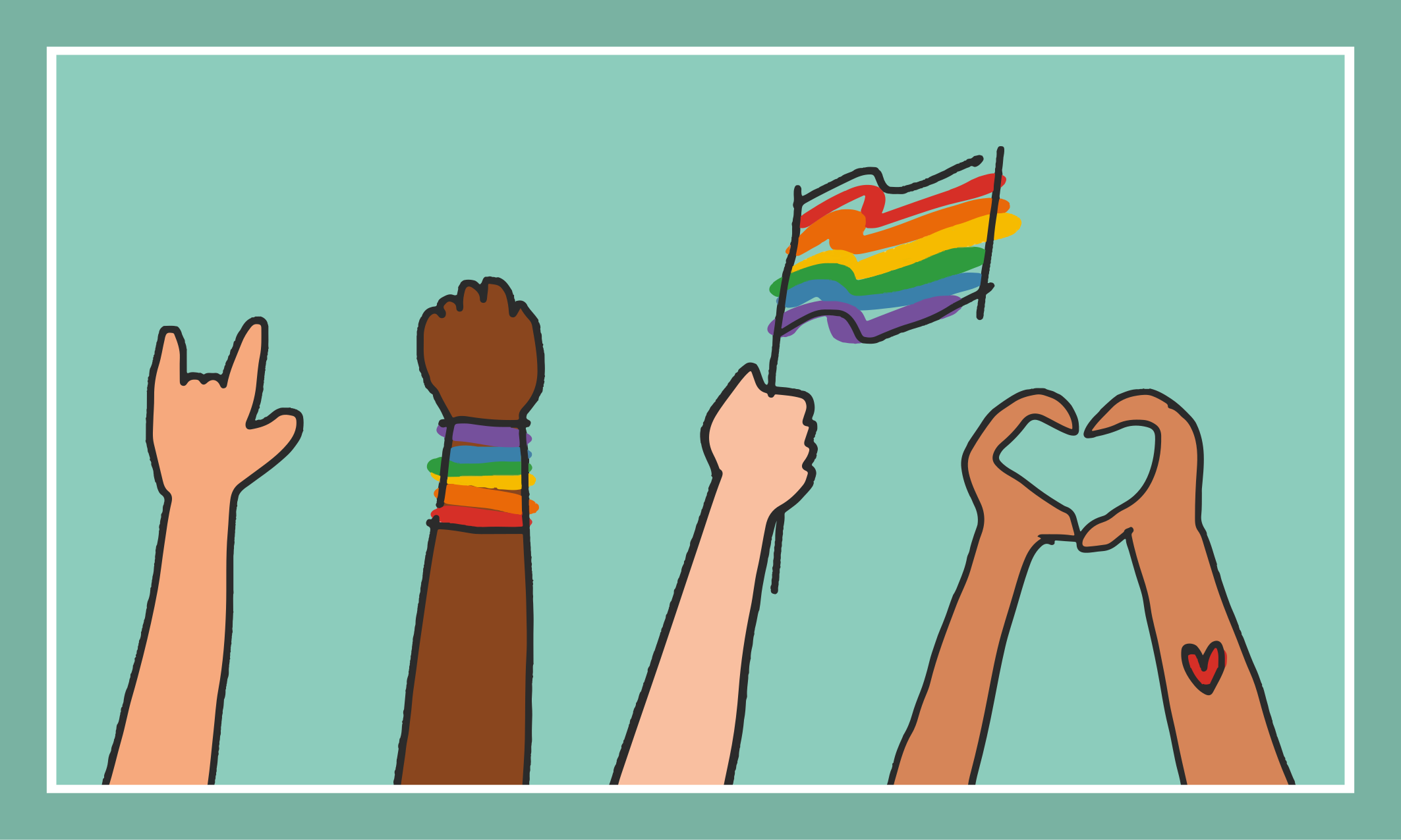 Diverse Hands Up event vinyl carpet - TenStickers