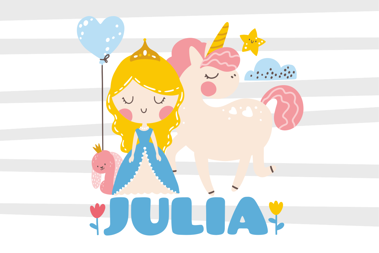 Custom unicorn and princess kids vinyl carpet - TenStickers