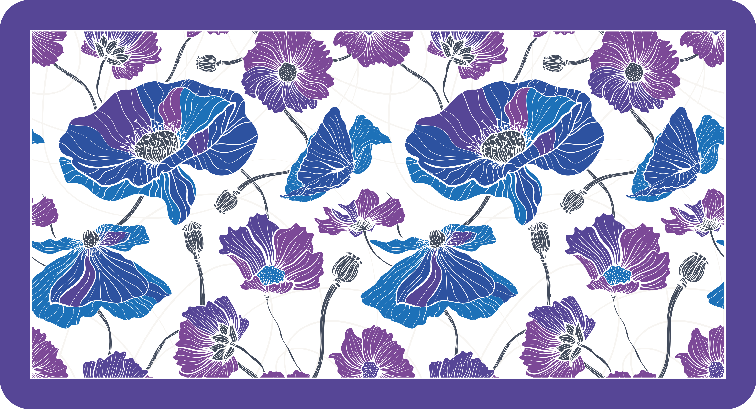 Blue botanical dream floral vinyl carpet - TenStickers