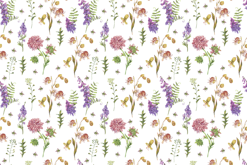 Vibrant Blossom Composition floral vinyl carpet - TenStickers