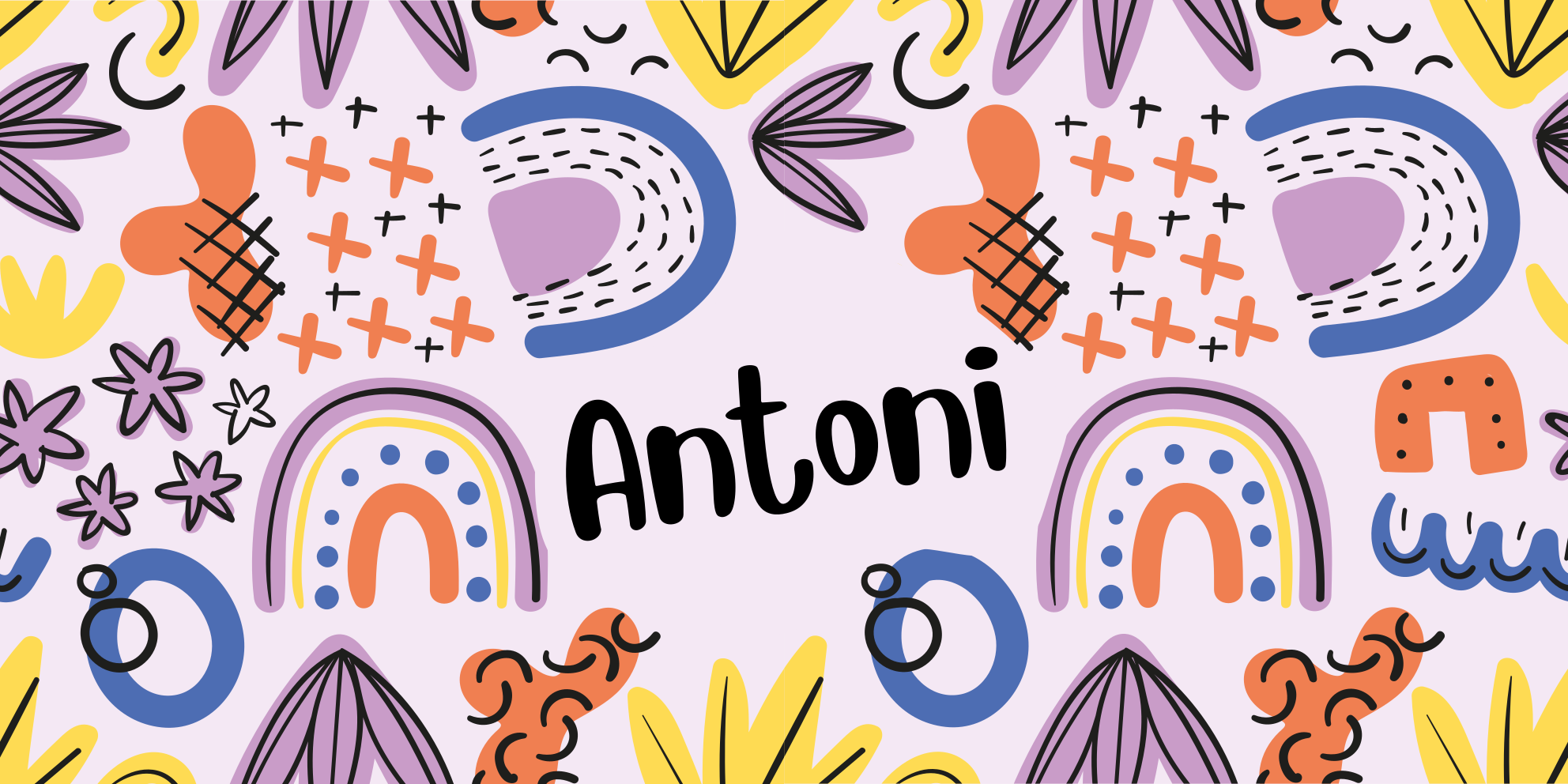 Nordic geometric with name kids vinyl carpet - TenStickers