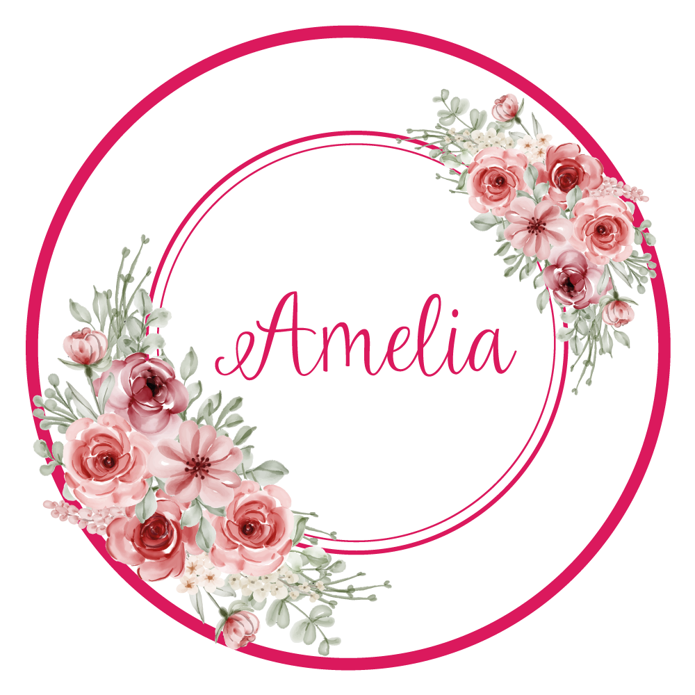 Floral monogram with name bedroom vinyl carpet - TenStickers