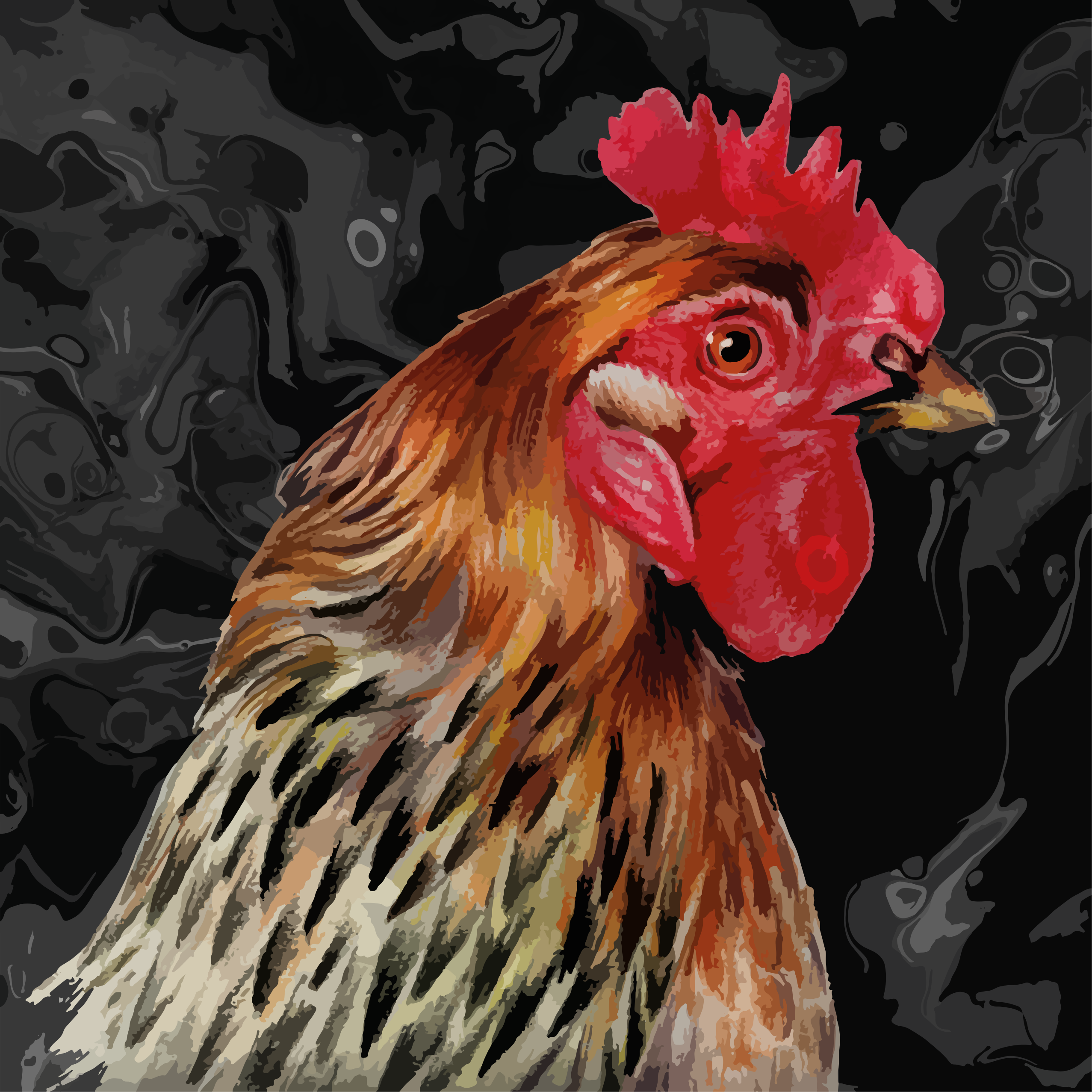 Colorful Rooster Head animal print vinyl carpet - TenStickers