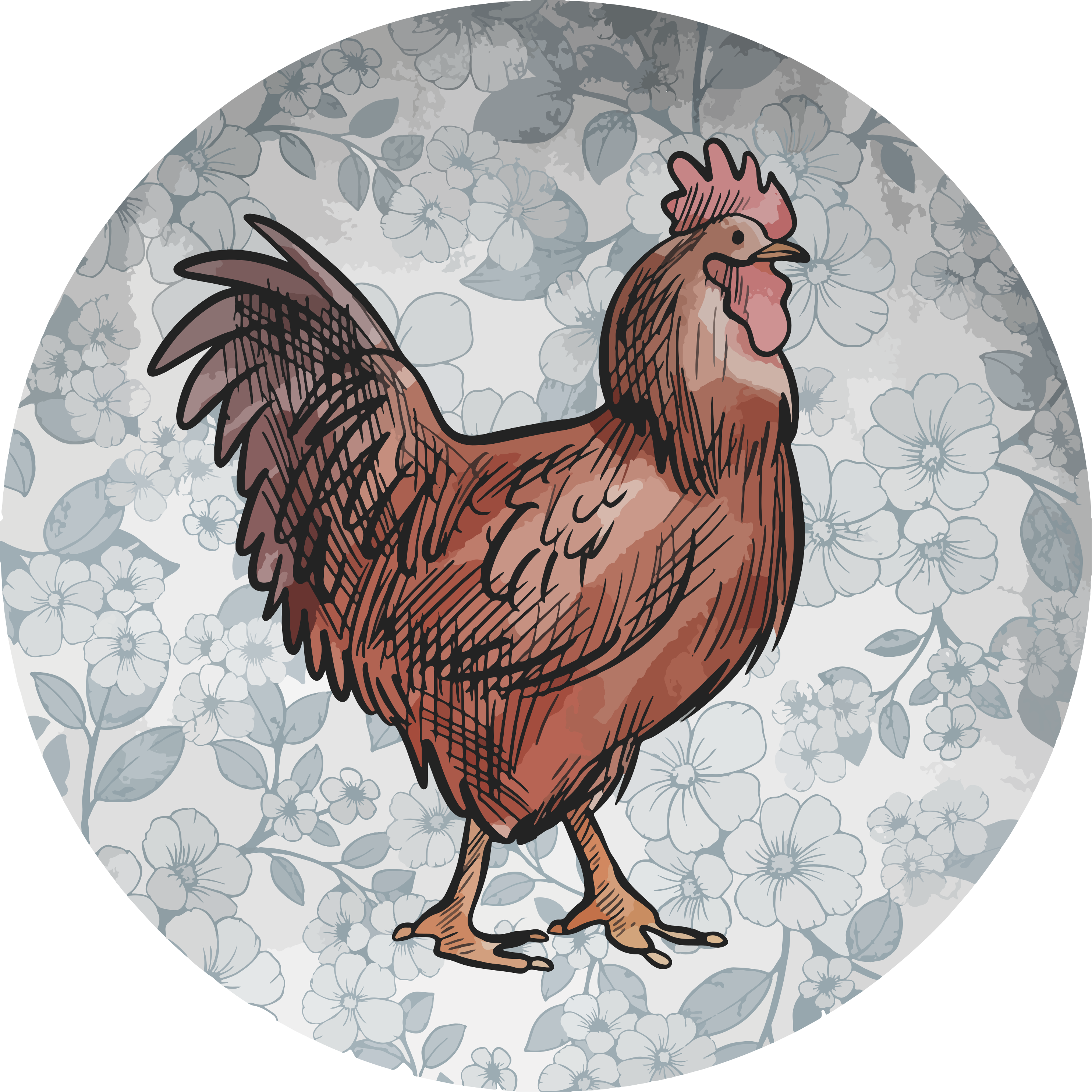Charming rooster animal vinyl carpet - TenStickers