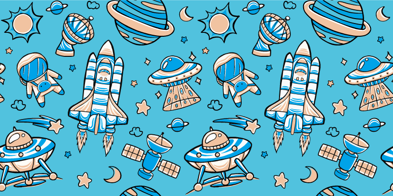 Space exploration adventure star vinyl carpet - TenStickers
