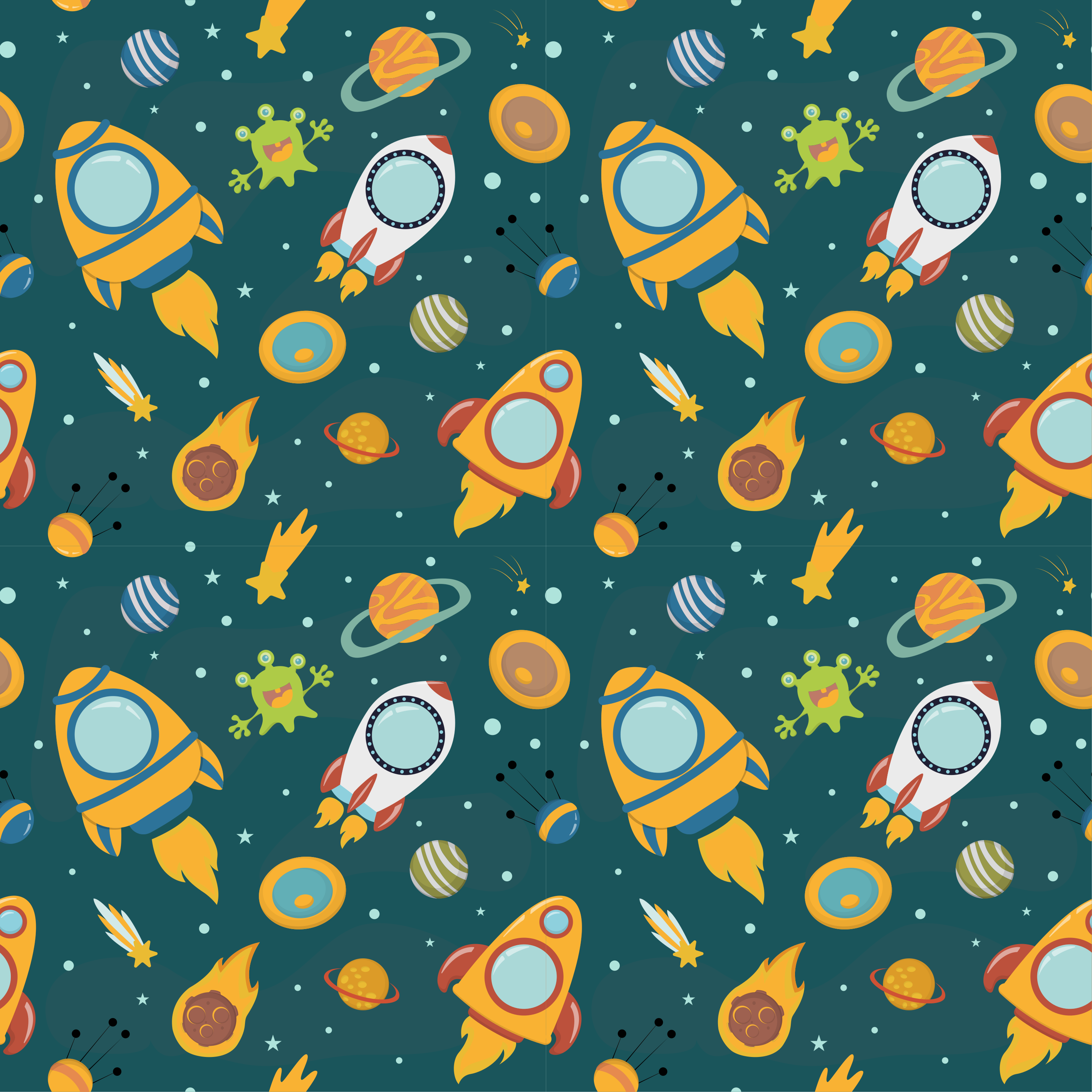 Rocket space adventure star vinyl carpet - TenStickers