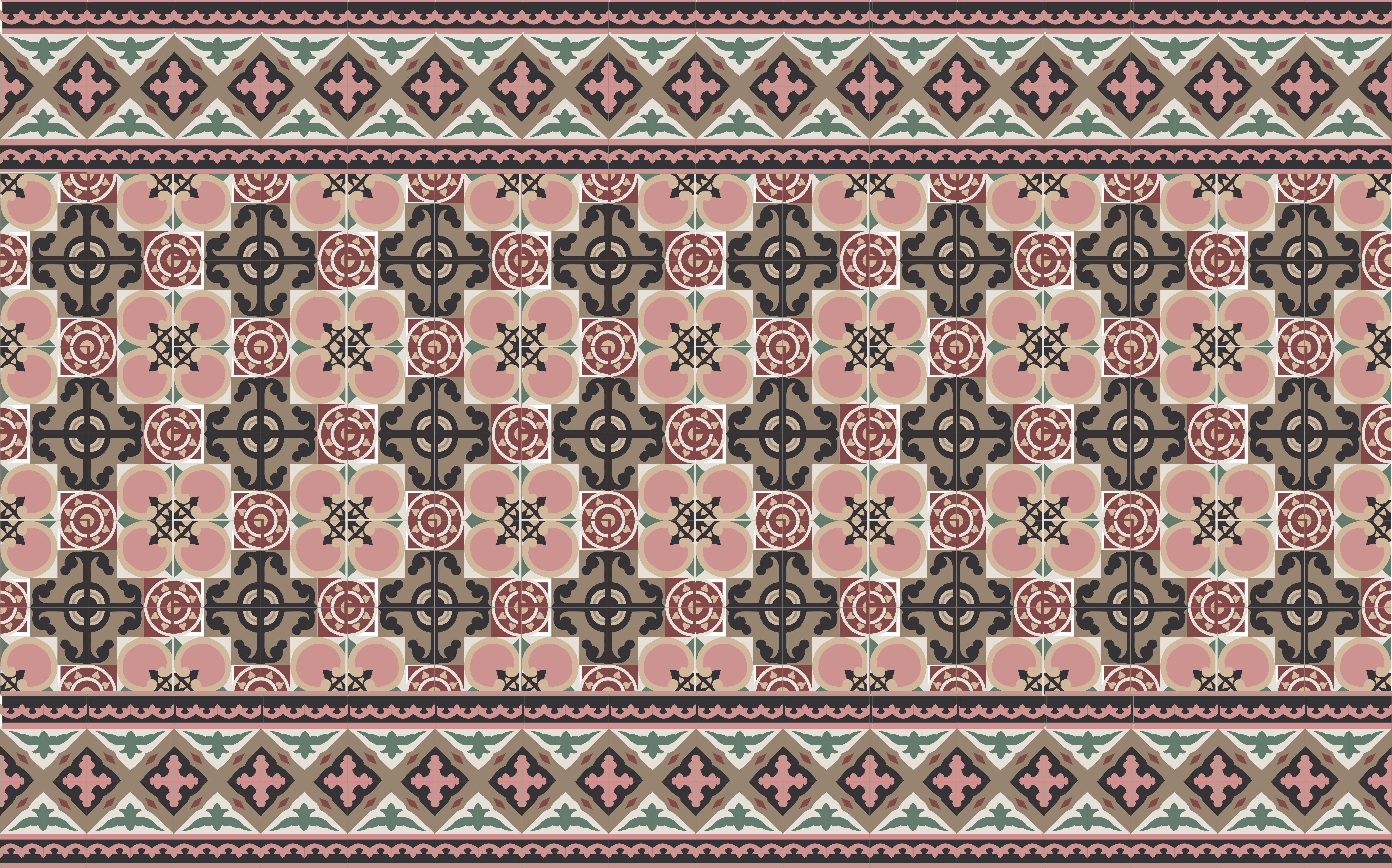 Retro Botanical Motif kitchen vinyl carpet - TenStickers