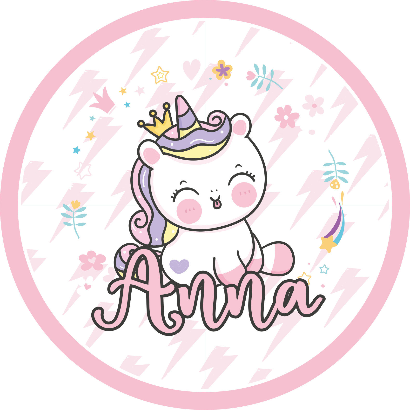 Baby unicorn with name kids vinyl carpet - TenStickers