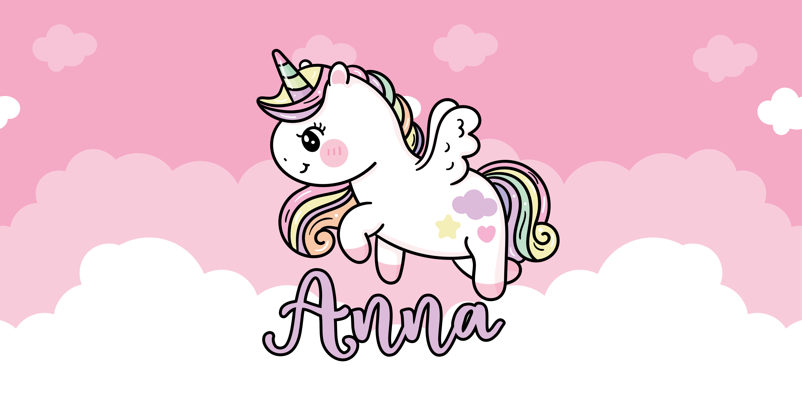 Customisable pink unicorn kids vinyl carpet - TenStickers