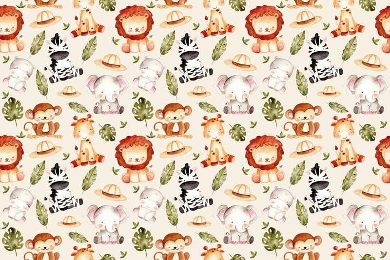 Cute Safari Animals nursery vinyl carpet - TenStickers