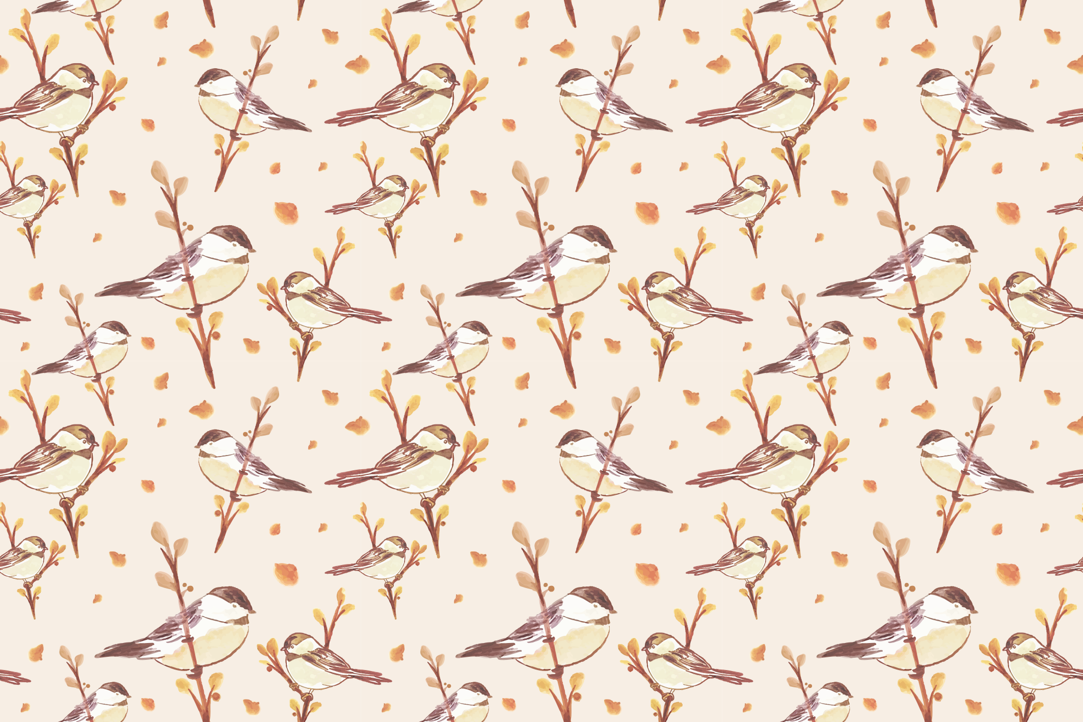 Enchanting Bird Motifs floral vinyl carpet - TenStickers