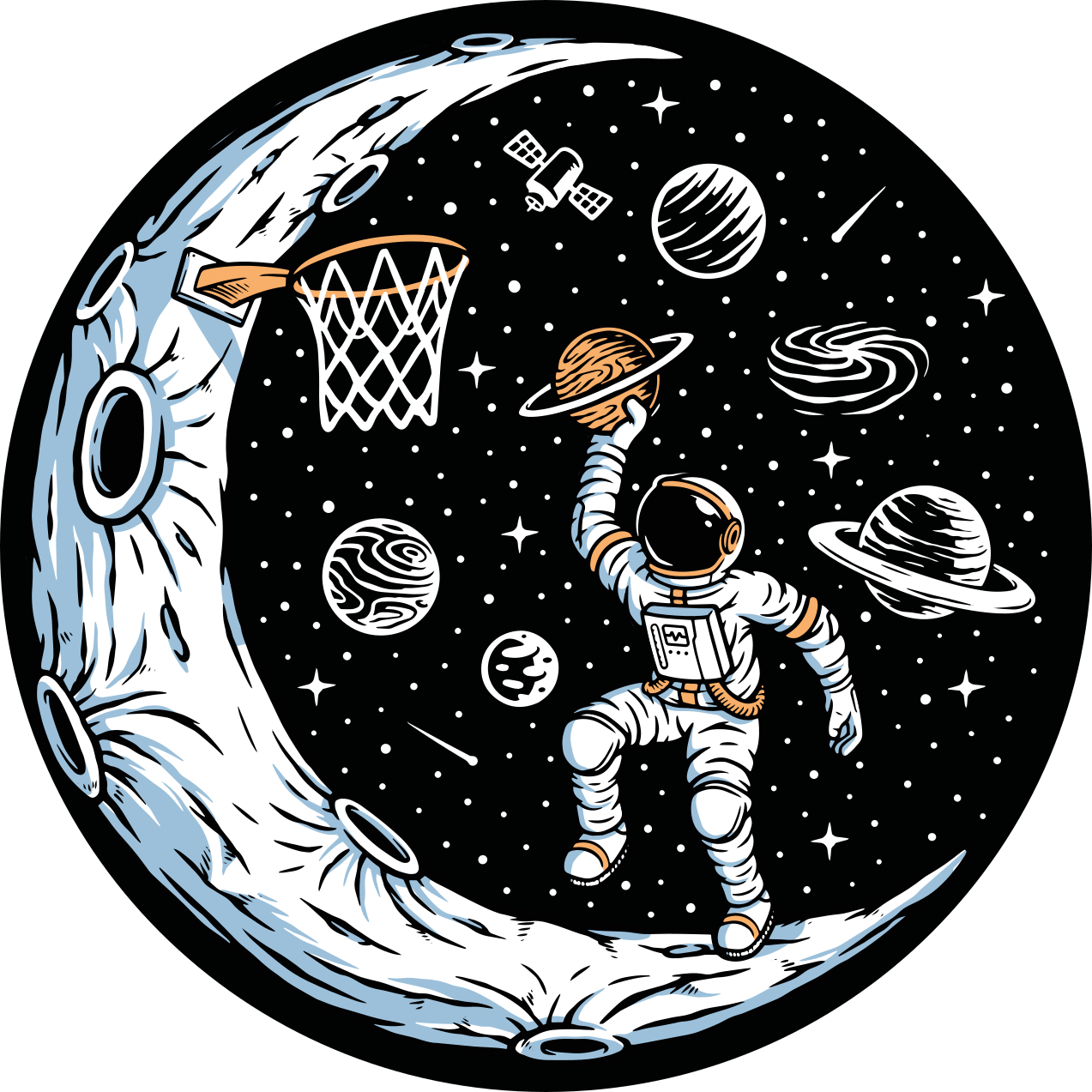 Astronaut Dunking star vinyl carpet - TenStickers
