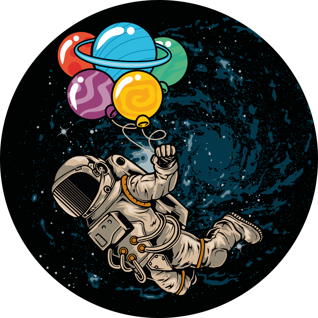 Astronaut with balloons kids vinyl carpet - TenStickers