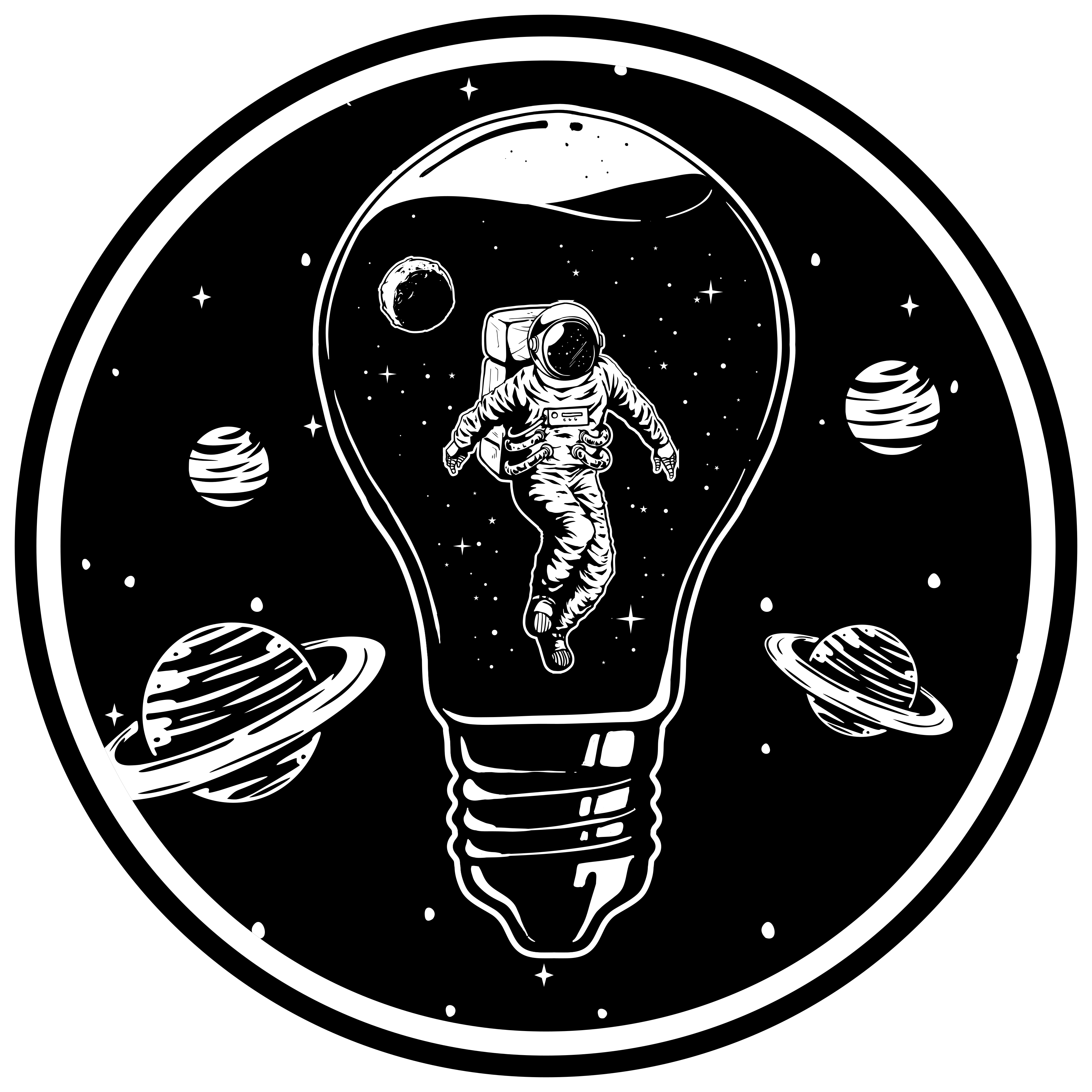 Cosmonaut in Lightbulb star vinyl carpet - TenStickers