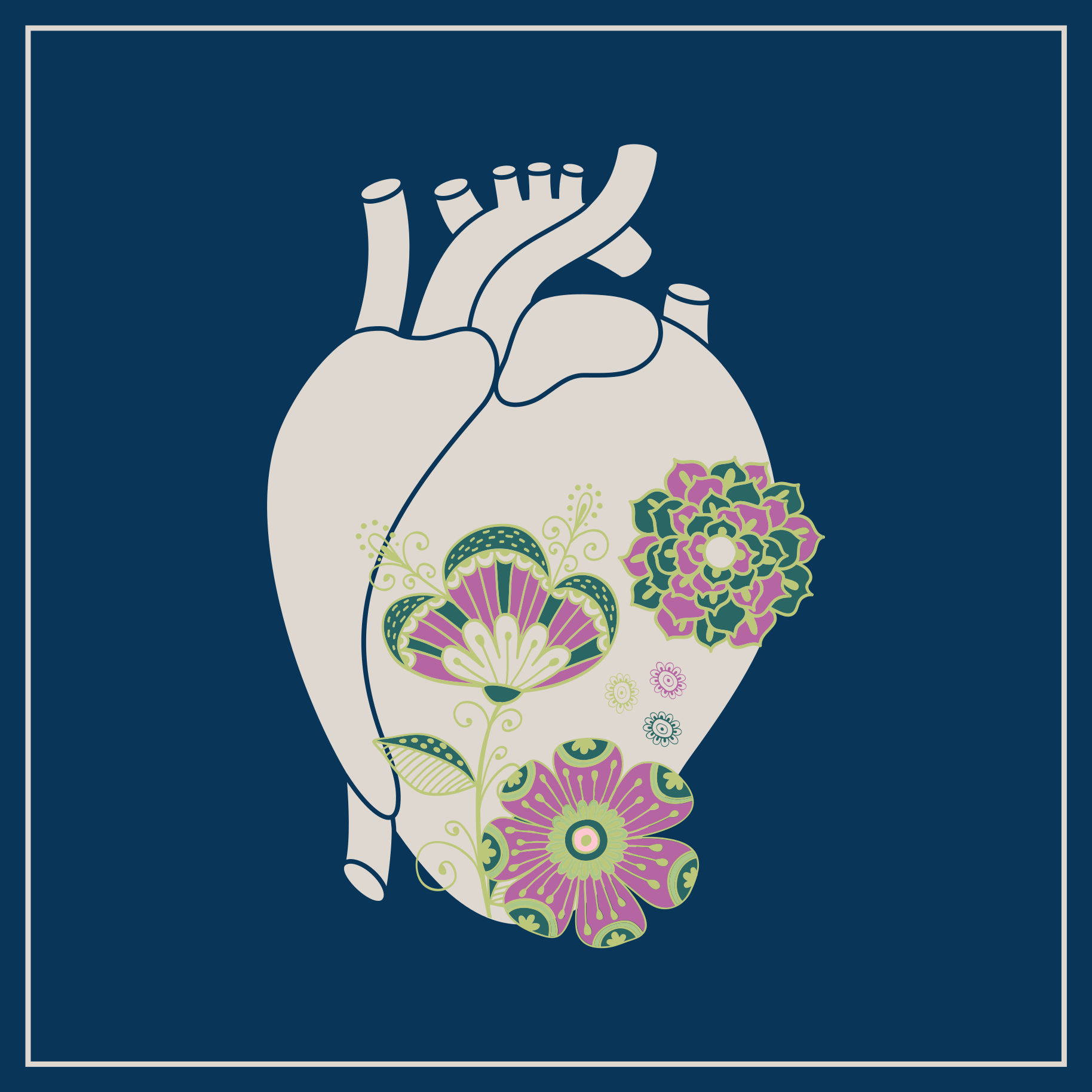 Heart Floral Pattern nordic vinyl carpet - TenStickers