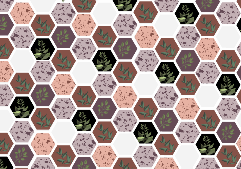 Hexagonal Leaf Pattern nature vinyl carpet - TenStickers