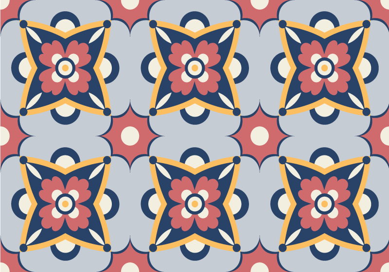 Botanical grey composition mosaic vinyl carpet - TenStickers