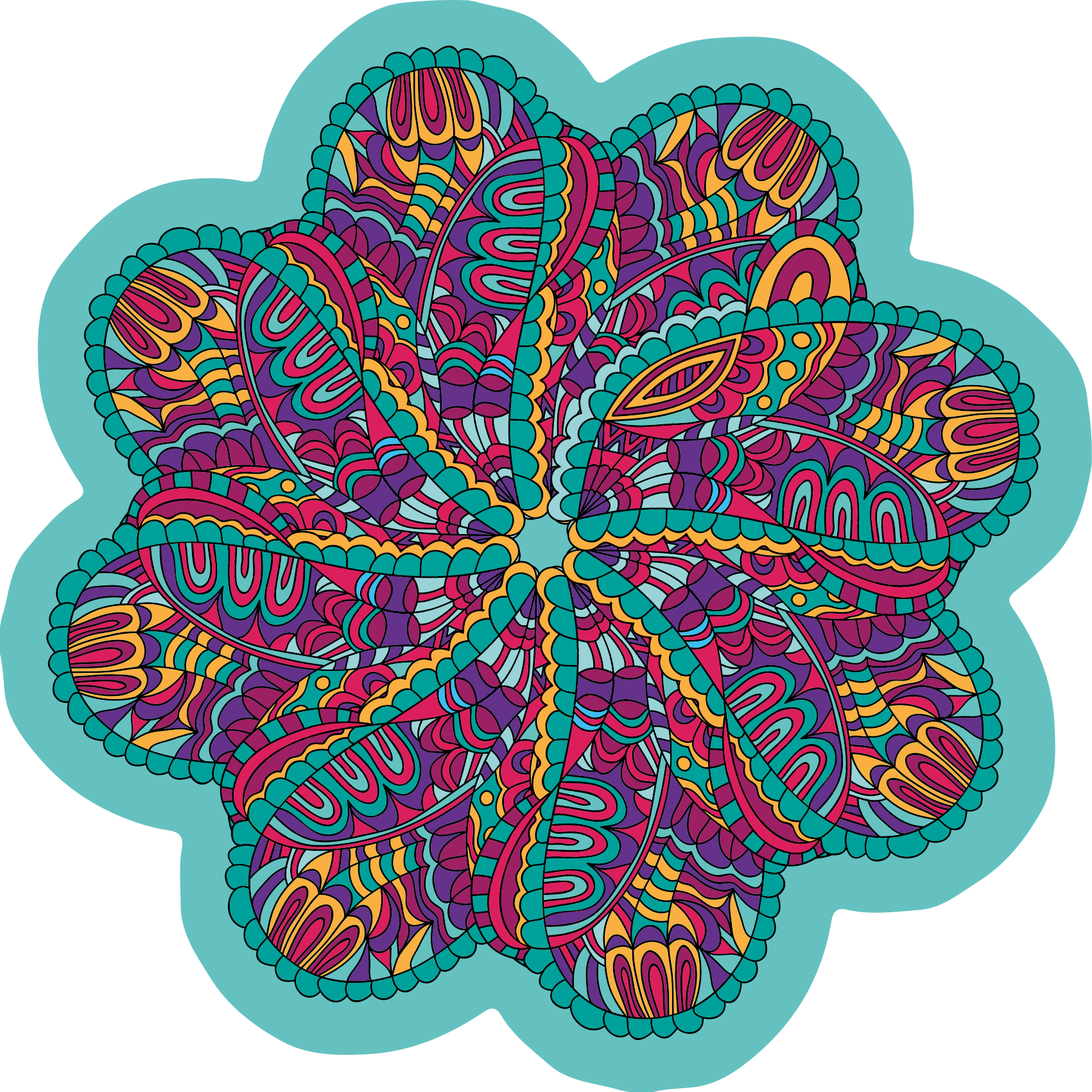 Vibrant colorful motif mandala vinyl carpet - TenStickers
