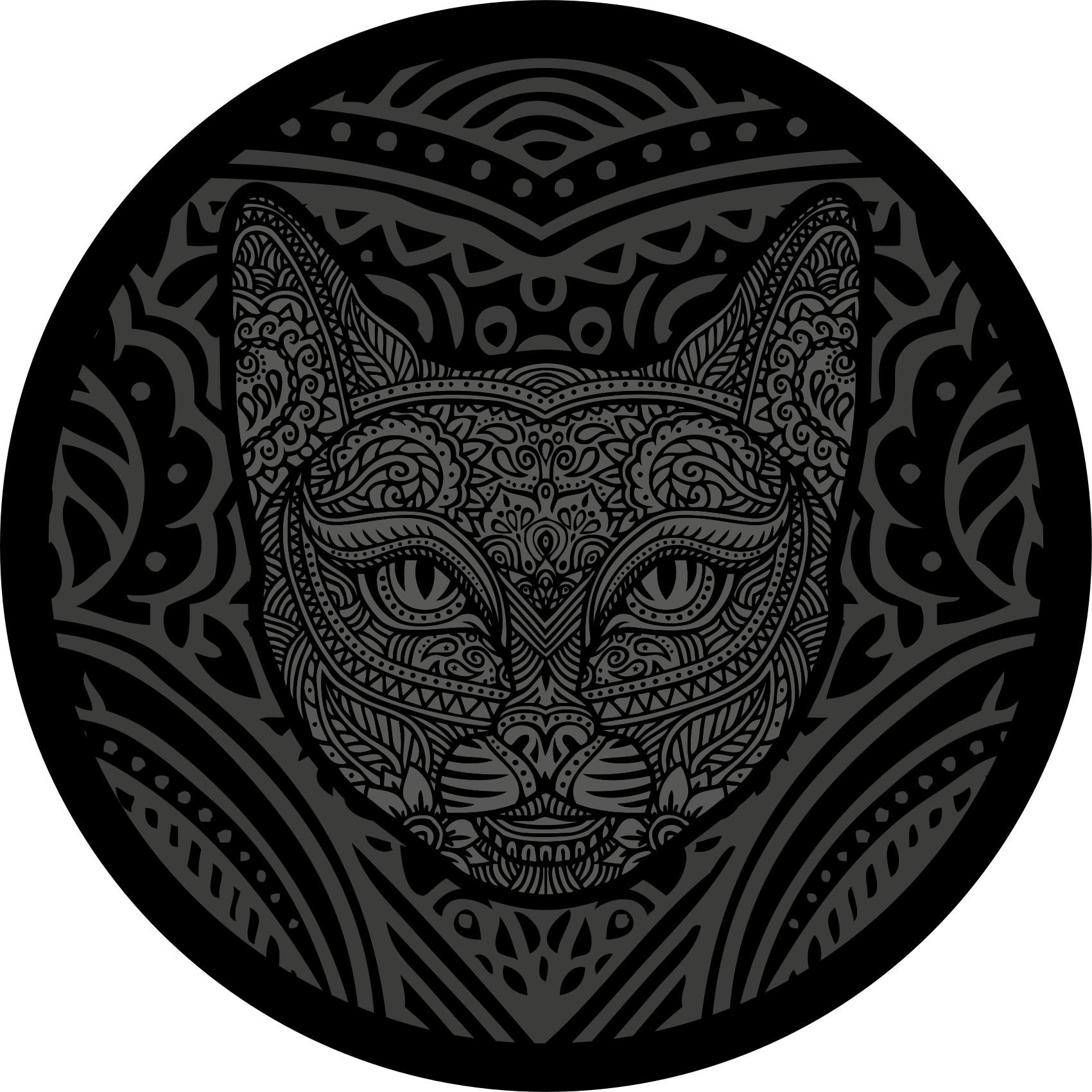 Black cat face animal vinyl carpet - TenStickers